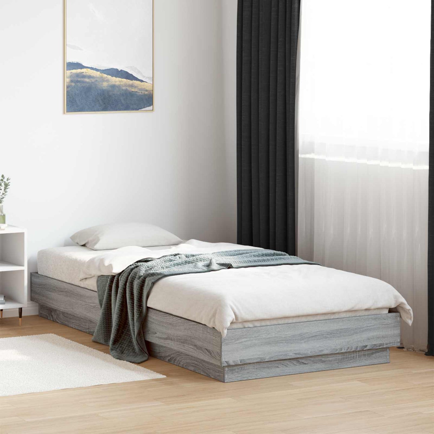 vidaXL Κρεβάτι δαπέδου Γκρι Sonoma 80 x 200 cm Επεξεργασμένο Ξύλο
