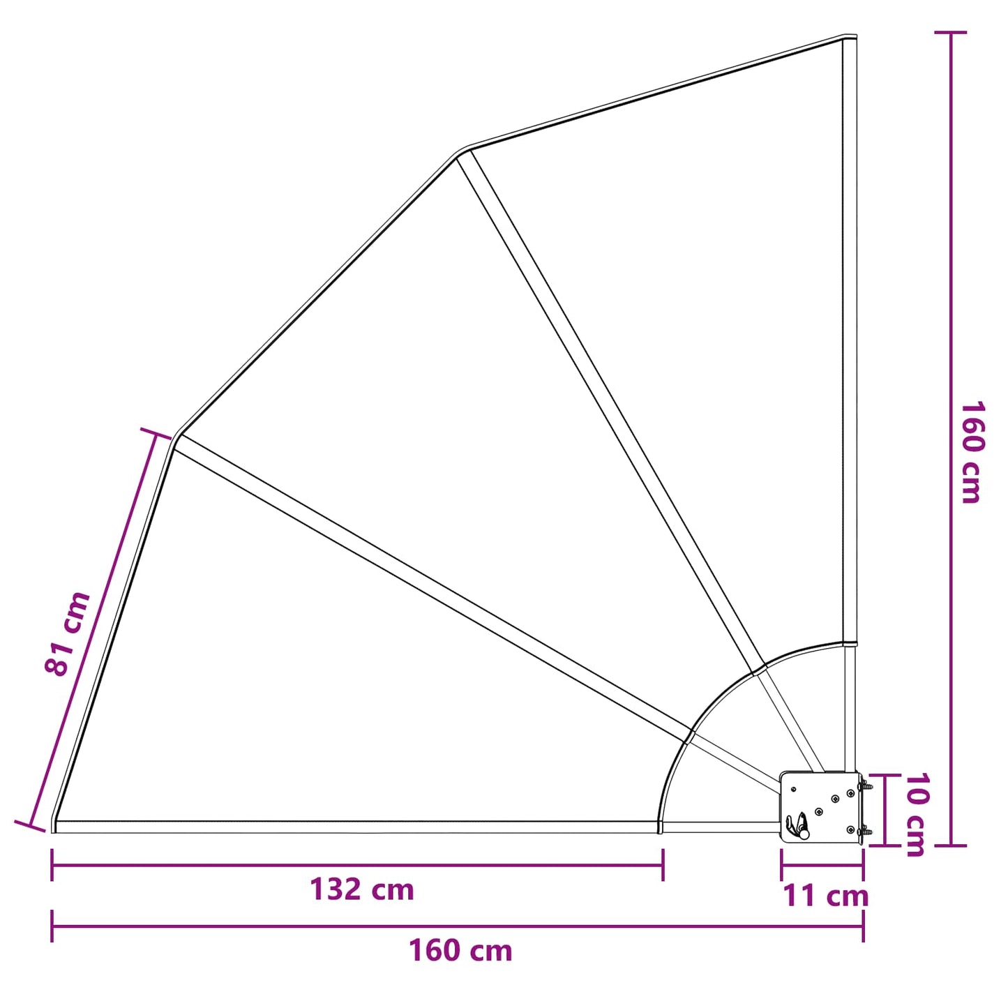 vidaXL Αδιάφανο σκίαστρο μπαλκονιού 160 x 160 cm