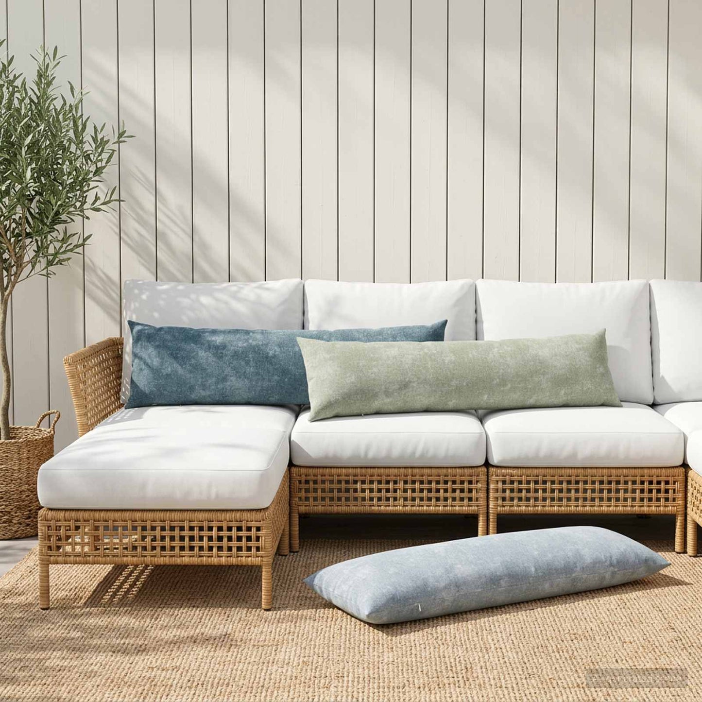 vidaXL Μαξιλάρι HEERLEN Γαλάζιο 40 x 145 εκ. Ύφασμα Chenille