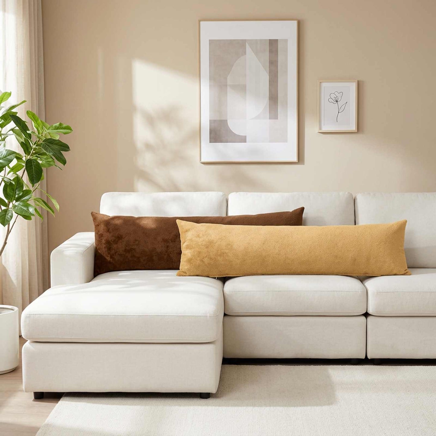 vidaXL Μαξιλάρι Ρίψης 2 τμχ. HEERLEN Ανοιχτό καφέ 40 x 145 cm Φανέλα