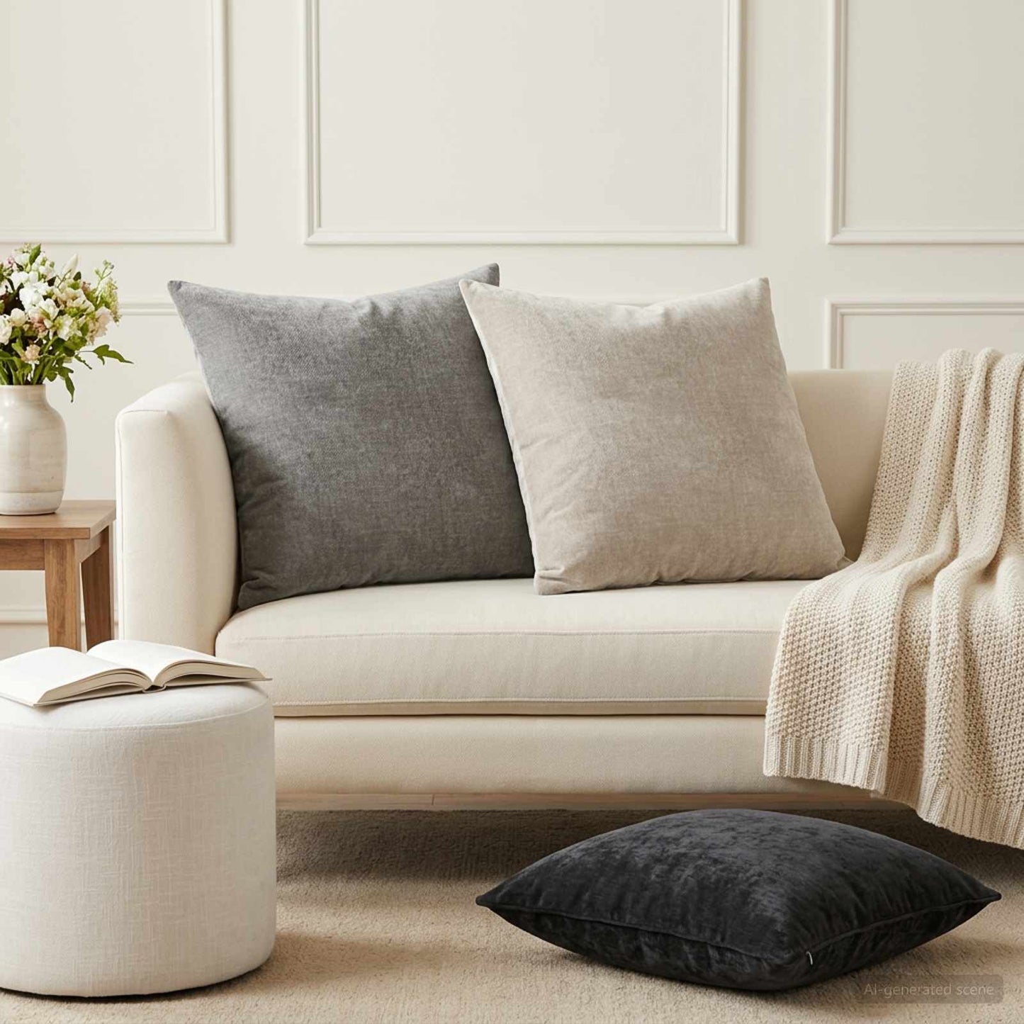 vidaXL Μαξιλάρι 2 τμχ. HEERLEN Σκούρο Γκρι 55 x 55 εκ Ύφασμα Chenille