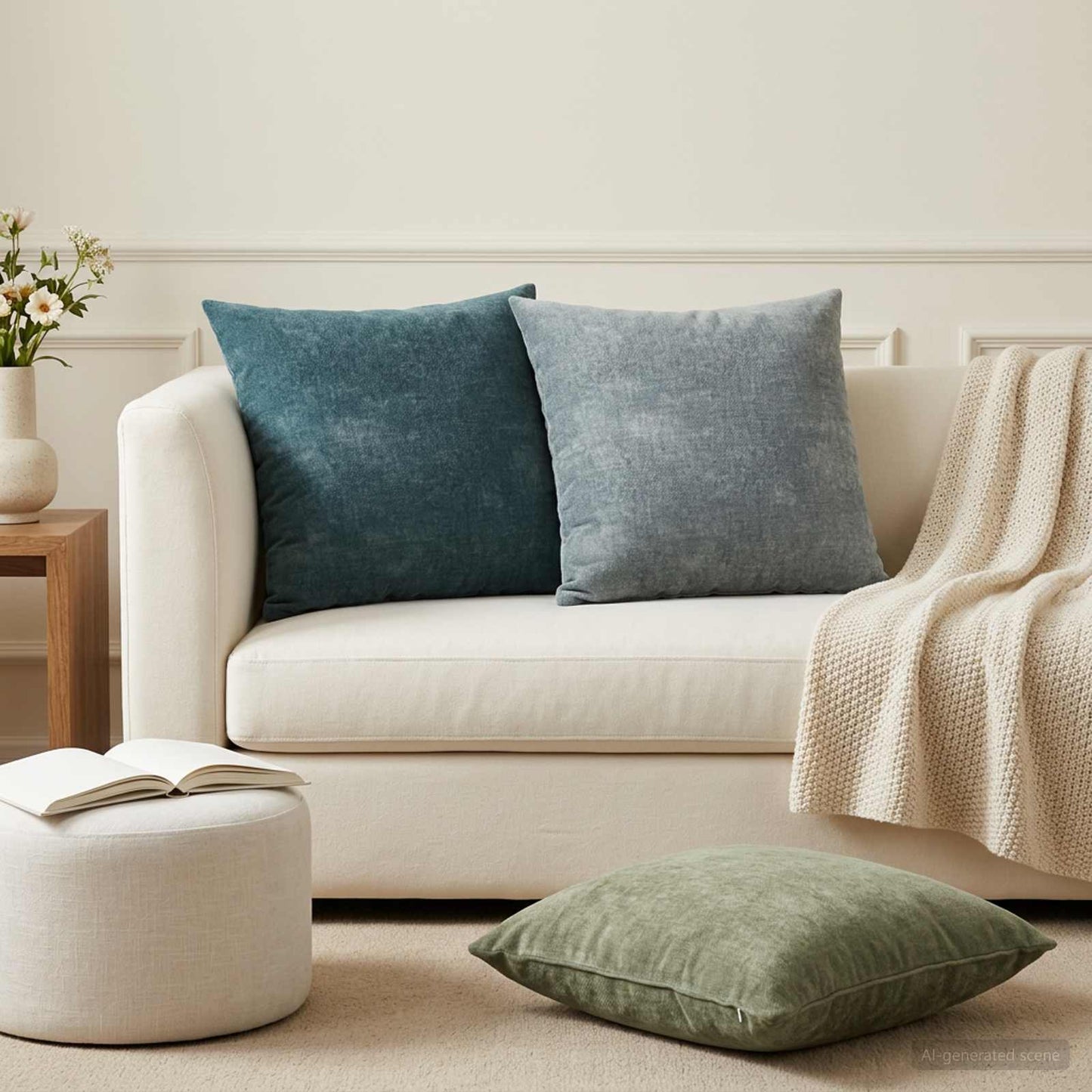 vidaXL Μαξιλάρι 2 τμχ. HEERLEN Πράσινο 55 x 55 εκ Ύφασμα Chenille