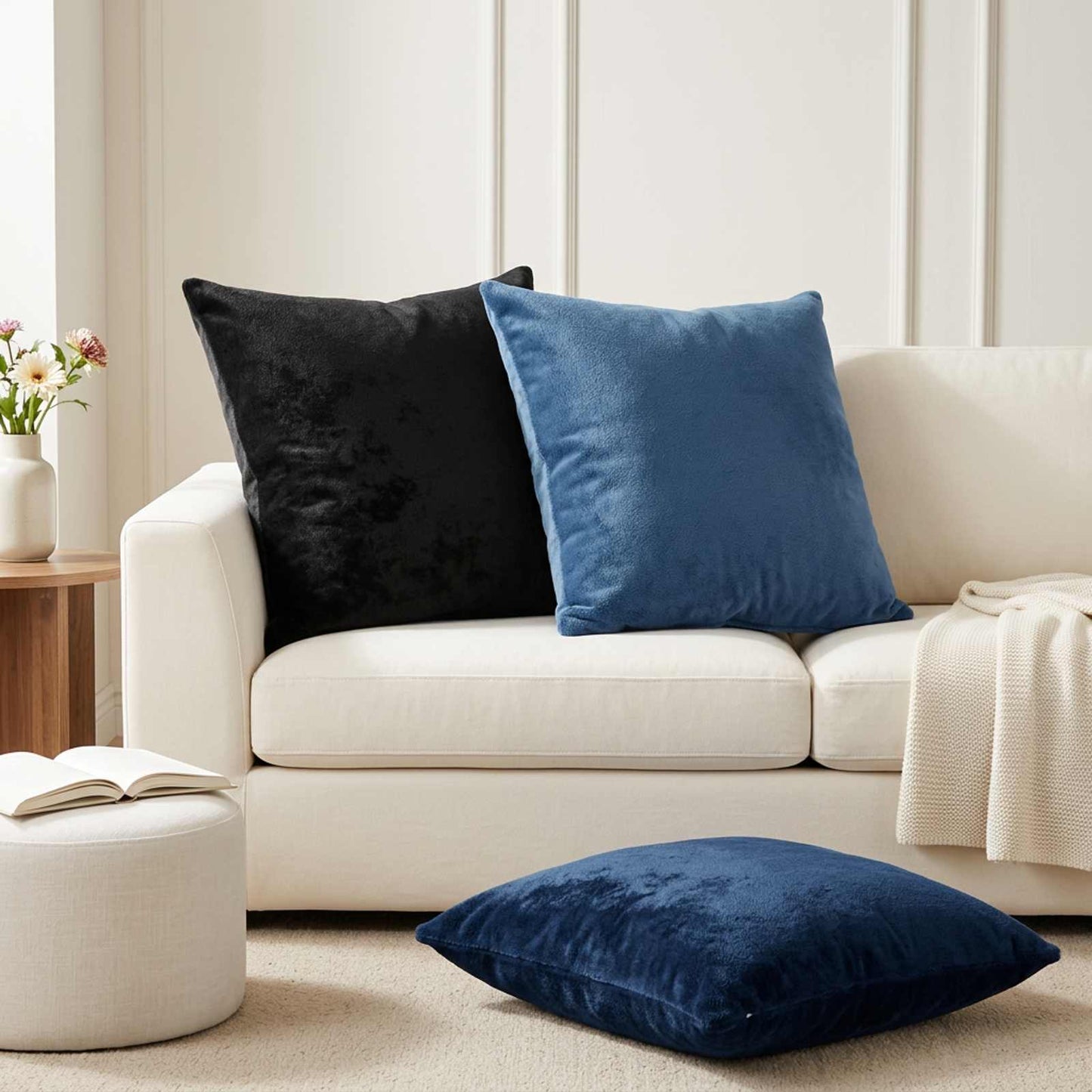 vidaXL Μαξιλάρι Ρίψης 2 τμχ. HEERLEN Μαύρο 65 x 65 cm Φανέλα