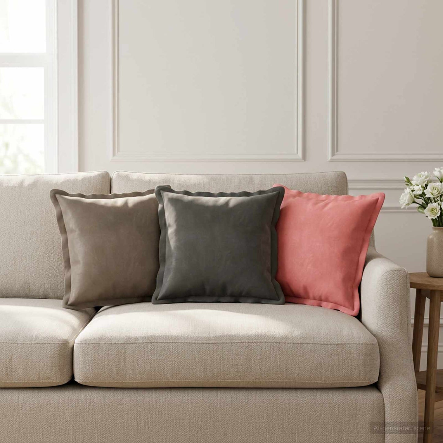 vidaXL Μαξιλάρι με μαξιλάρι HOUTEN 6 τμχ. Ροζ Βελούδο