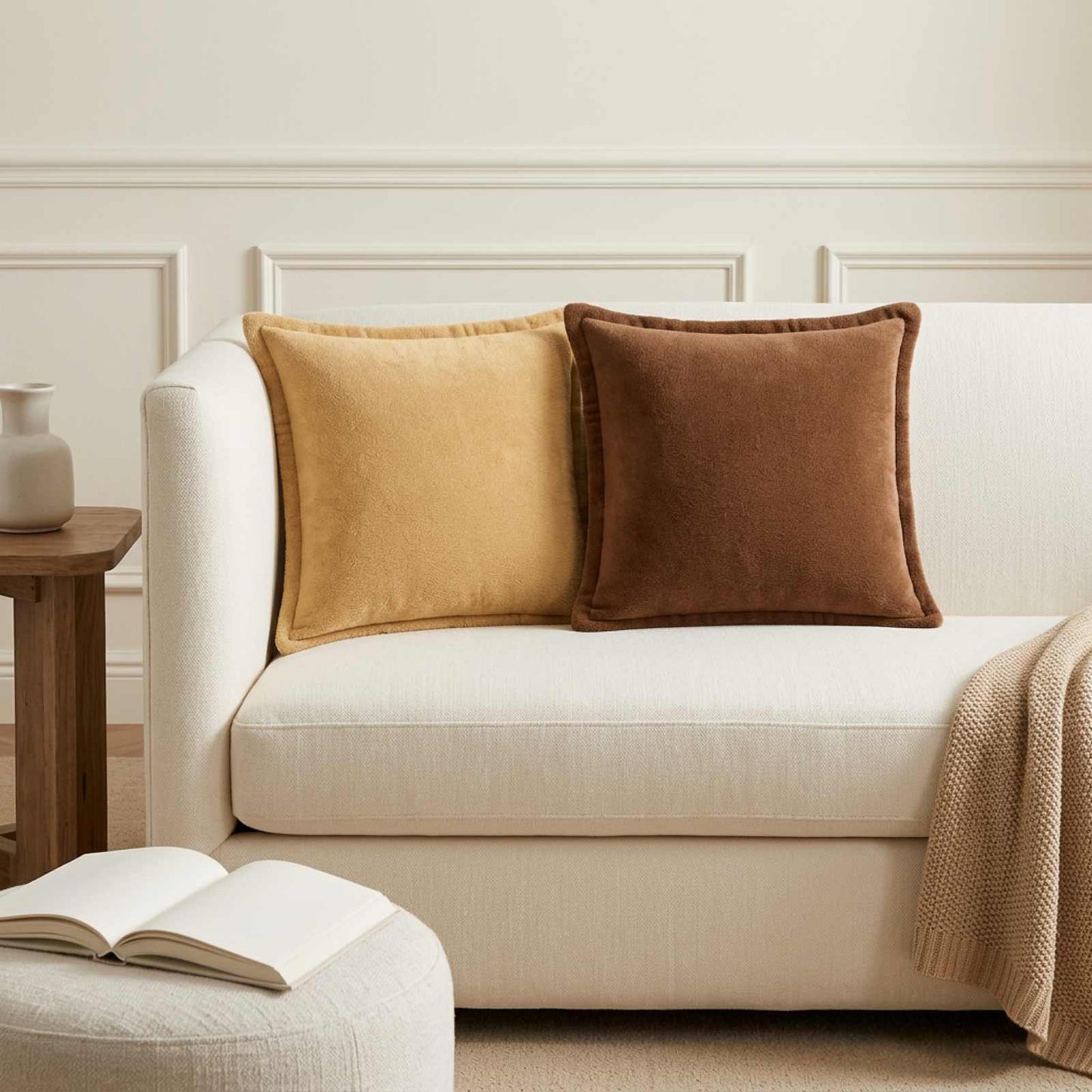 vidaXL Μαξιλάρι Ρίψης 2 τμχ. HOUTEN Taupe 35 x 35 cm Φανέλα
