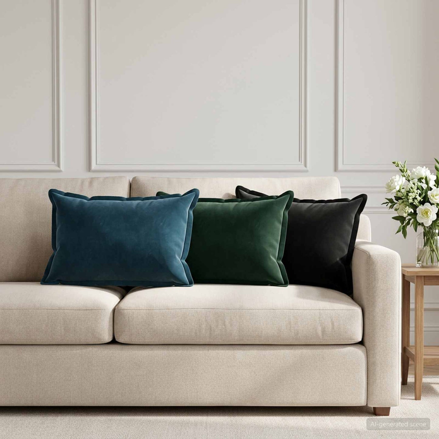 vidaXL Μαξιλάρι με μαξιλάρι HOUTEN 2 τμχ. Μαύρο Βελούδο