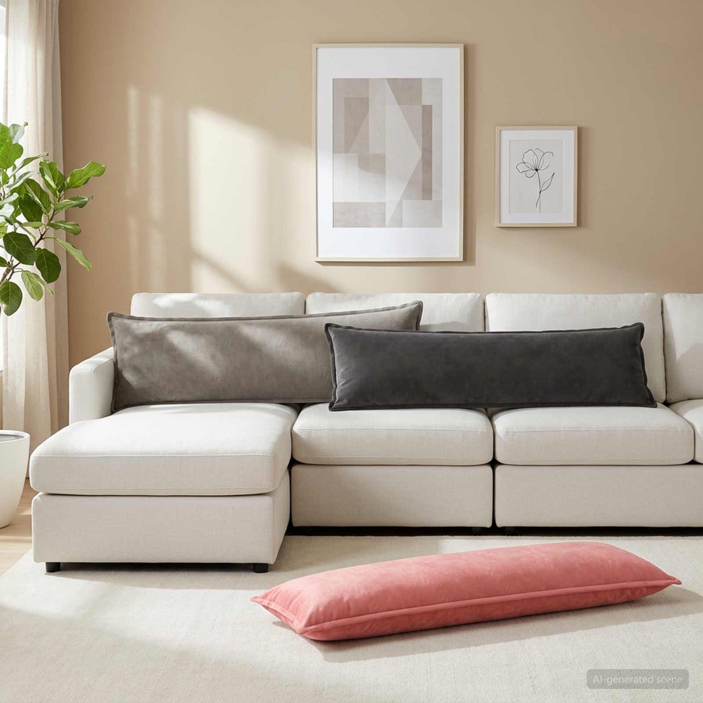 vidaXL Μαξιλάρι με μαξιλάρι HOUTEN Ροζ 40 x 145 εκ. Βελούδο