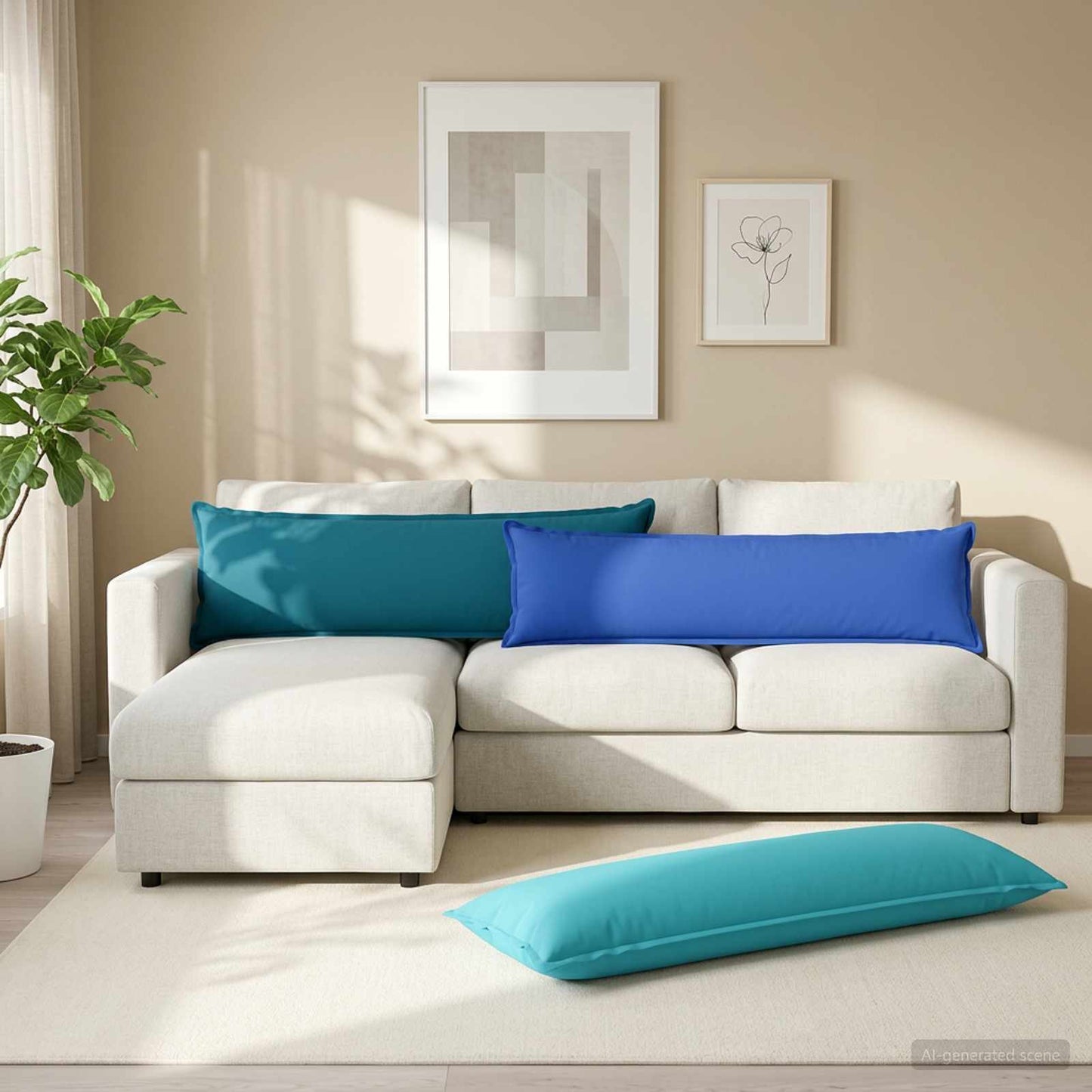 vidaXL Μαξιλάρι με μαξιλάρι HOUTEN 2 τμχ. Γαλάζιο Πολυεστέρας