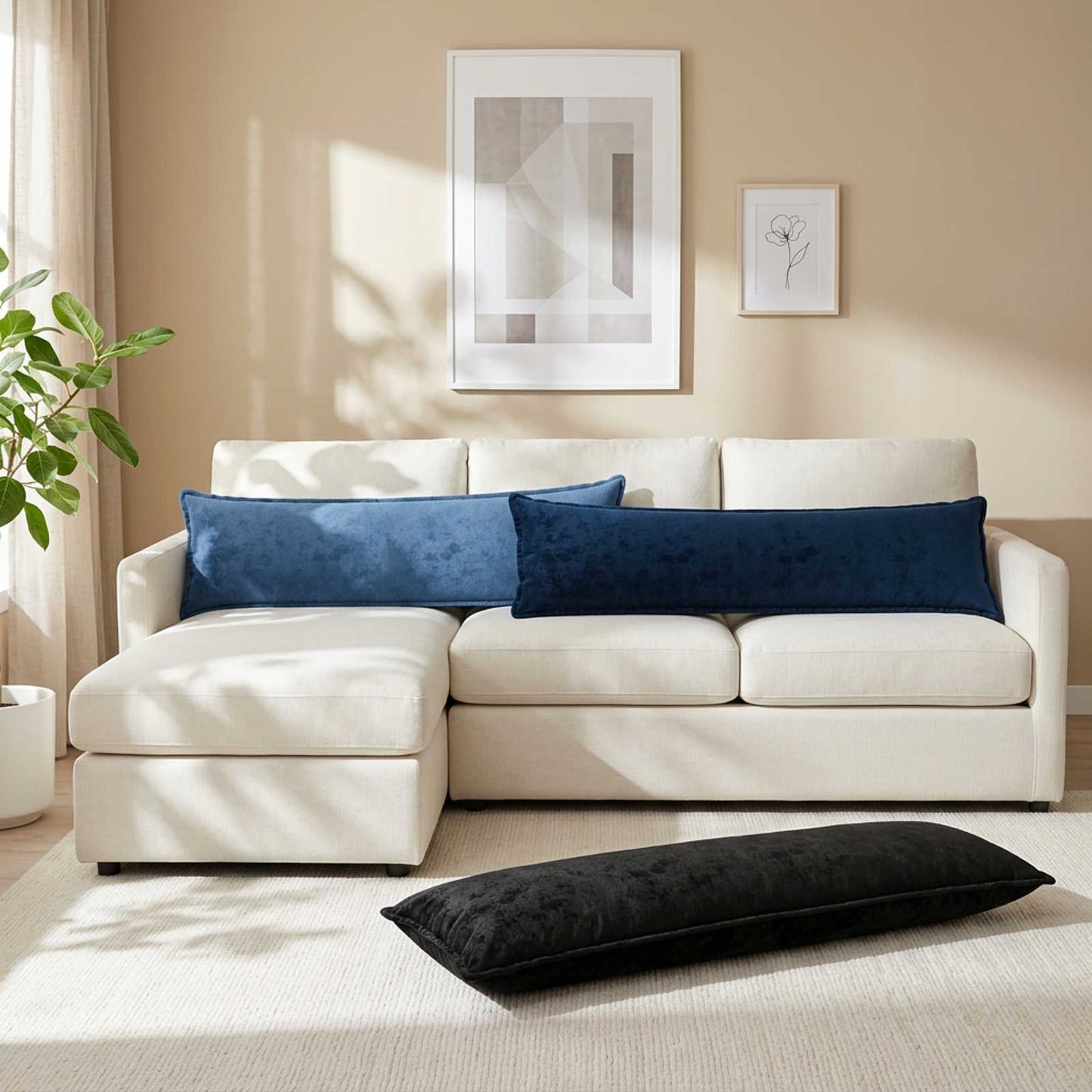 vidaXL Μαξιλάρι Ρίψης HOUTEN Σκούρο μπλε 40 x 145 cm Φανέλα