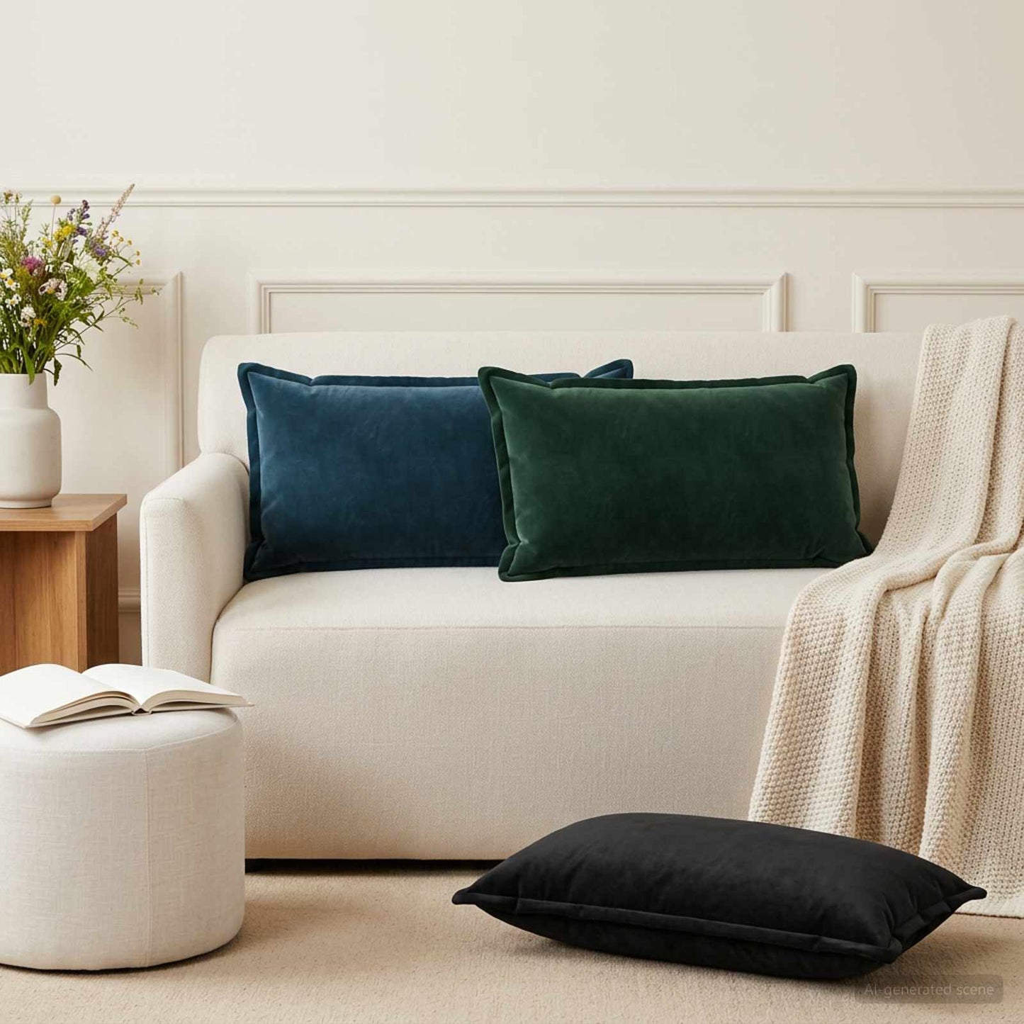 vidaXL Μαξιλάρι με μαξιλάρι HOUTEN 2 τμχ. Σκούρο Πράσινο Βελούδο