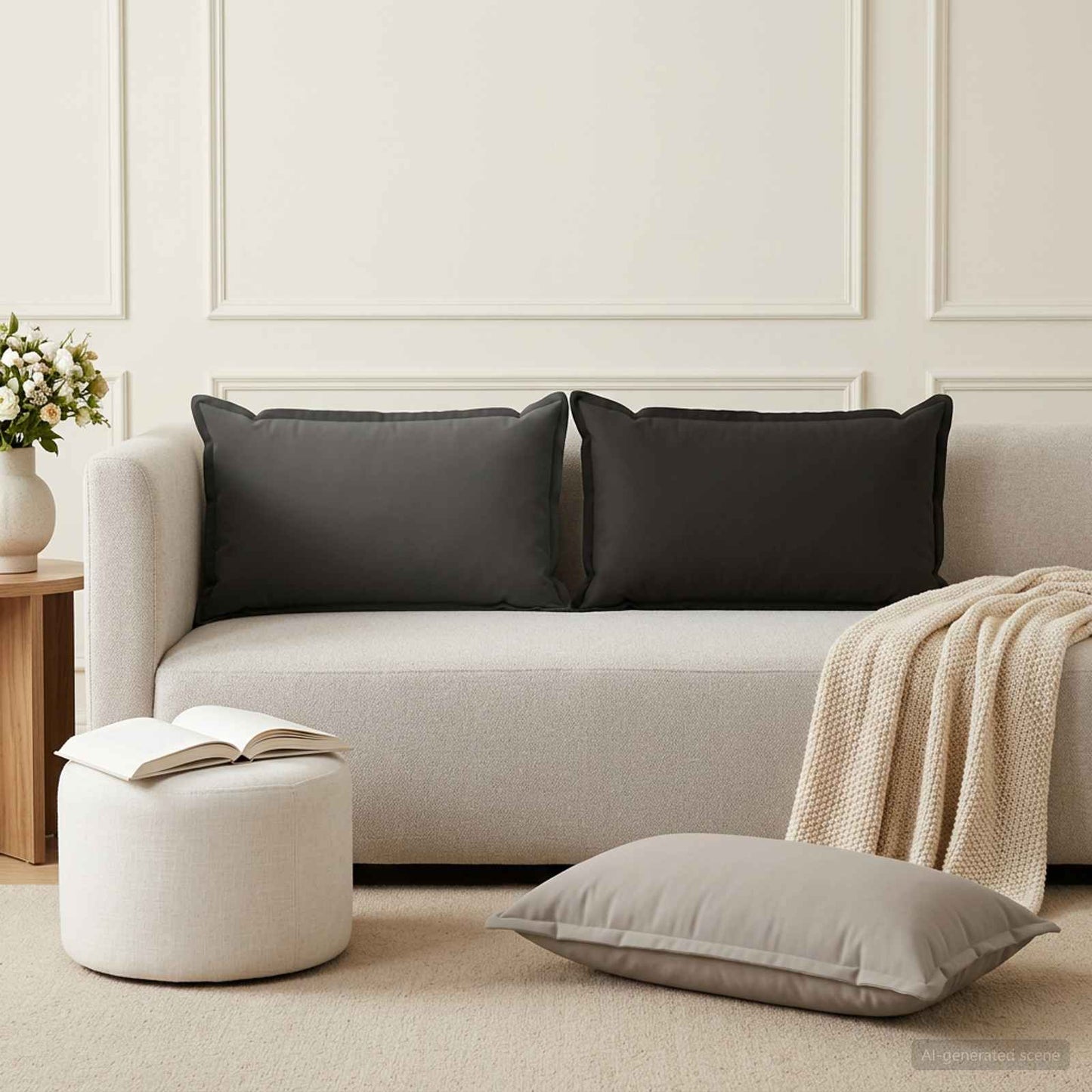 vidaXL Μαξιλάρι με μαξιλάρι HOUTEN 2 τμχ. Γκρι Πολυεστέρας