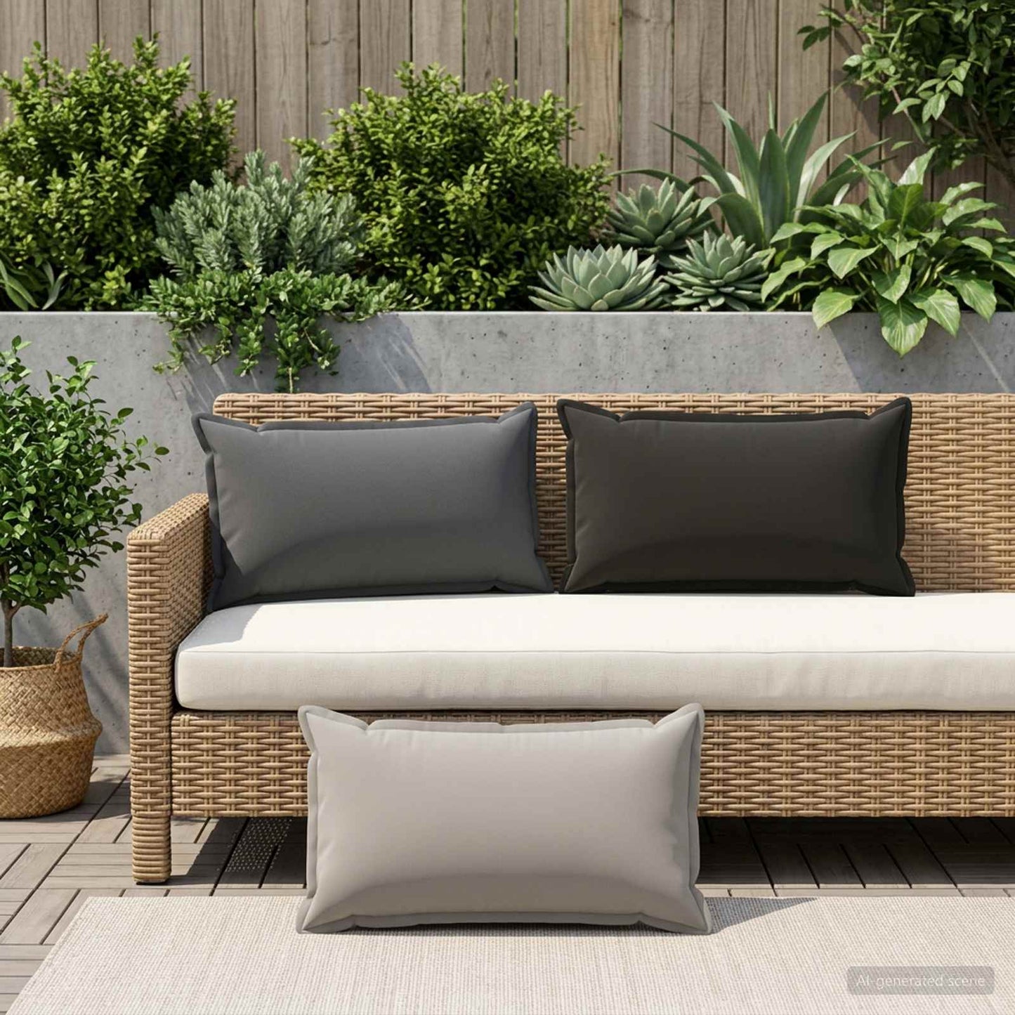 vidaXL Μαξιλάρι με μαξιλάρι HOUTEN 2 τμχ. Γκρι Πολυεστέρας