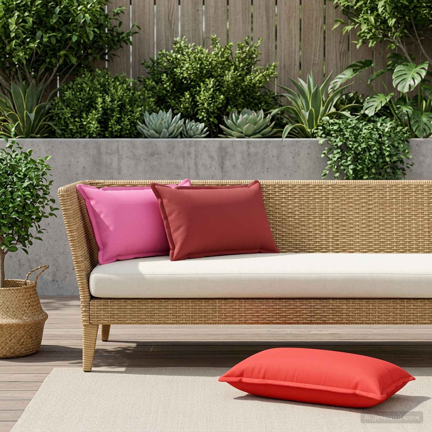 vidaXL Μαξιλάρι με μαξιλάρι HOUTEN 12 τμχ. Κόκκινο Πολυεστέρας