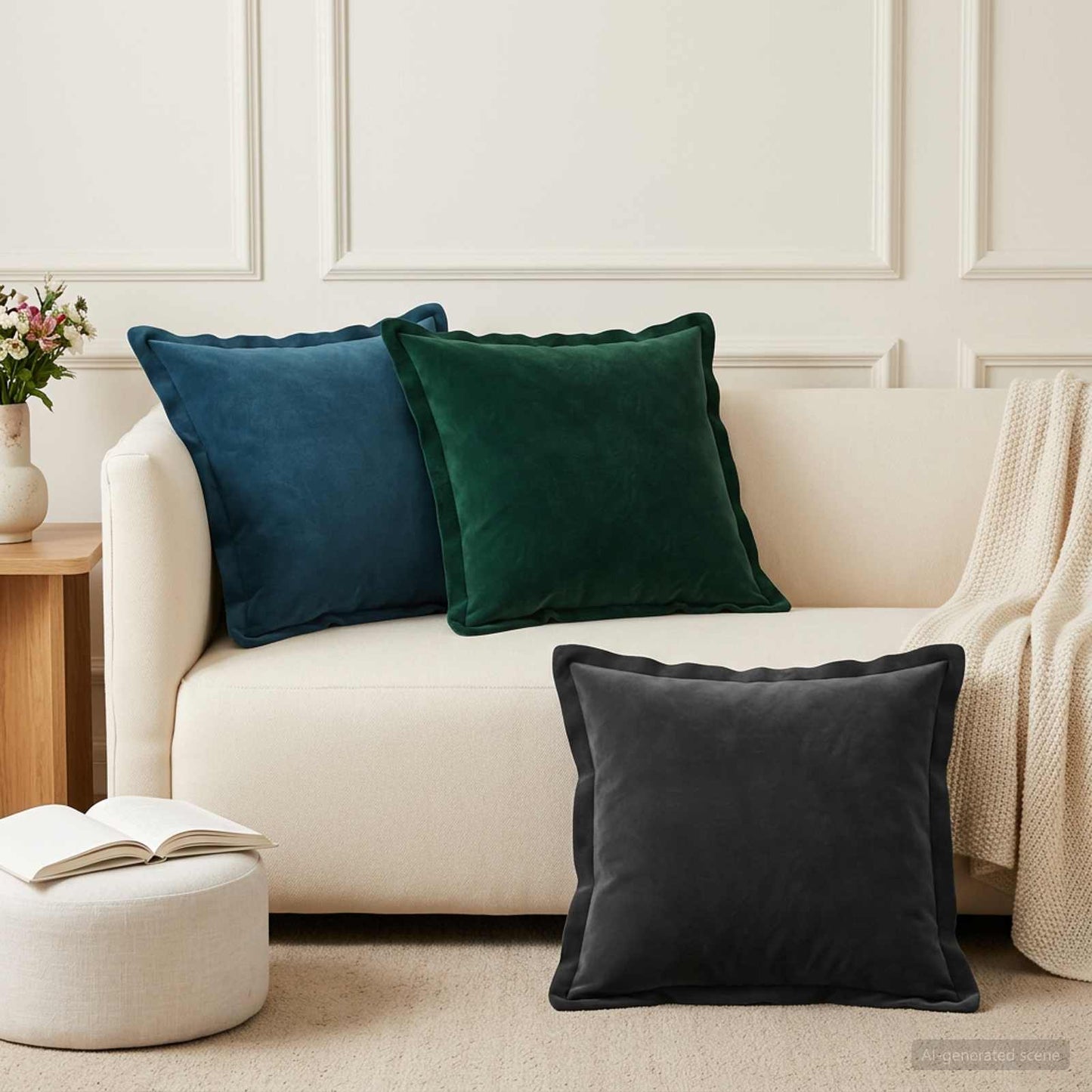 vidaXL Μαξιλάρι με μαξιλάρι HOUTEN 2 τμχ. Μαύρο Βελούδο