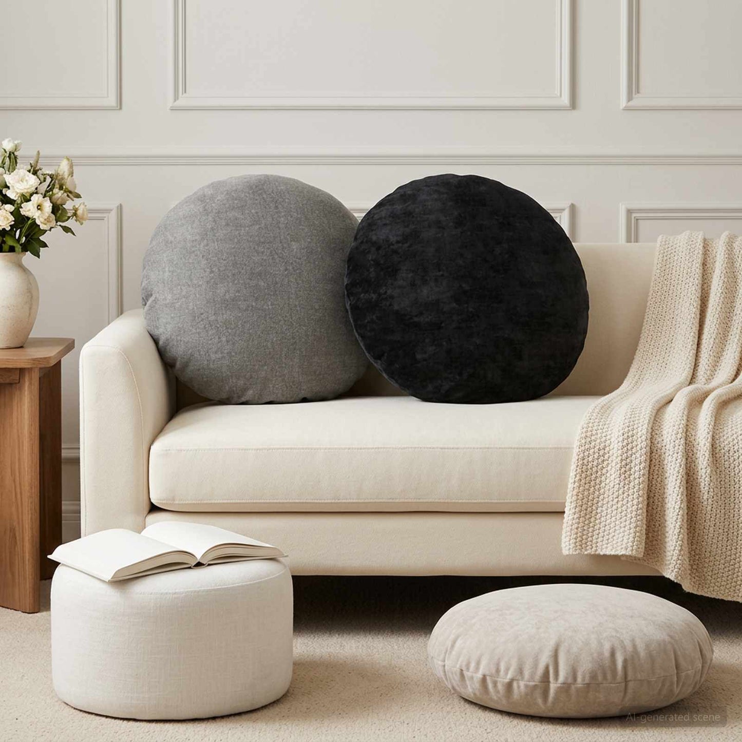 vidaXL Μαξιλάρι 2 τμχ. HEERLEN Σκούρο Γκρι Ø 60 cm Ύφασμα Chenille