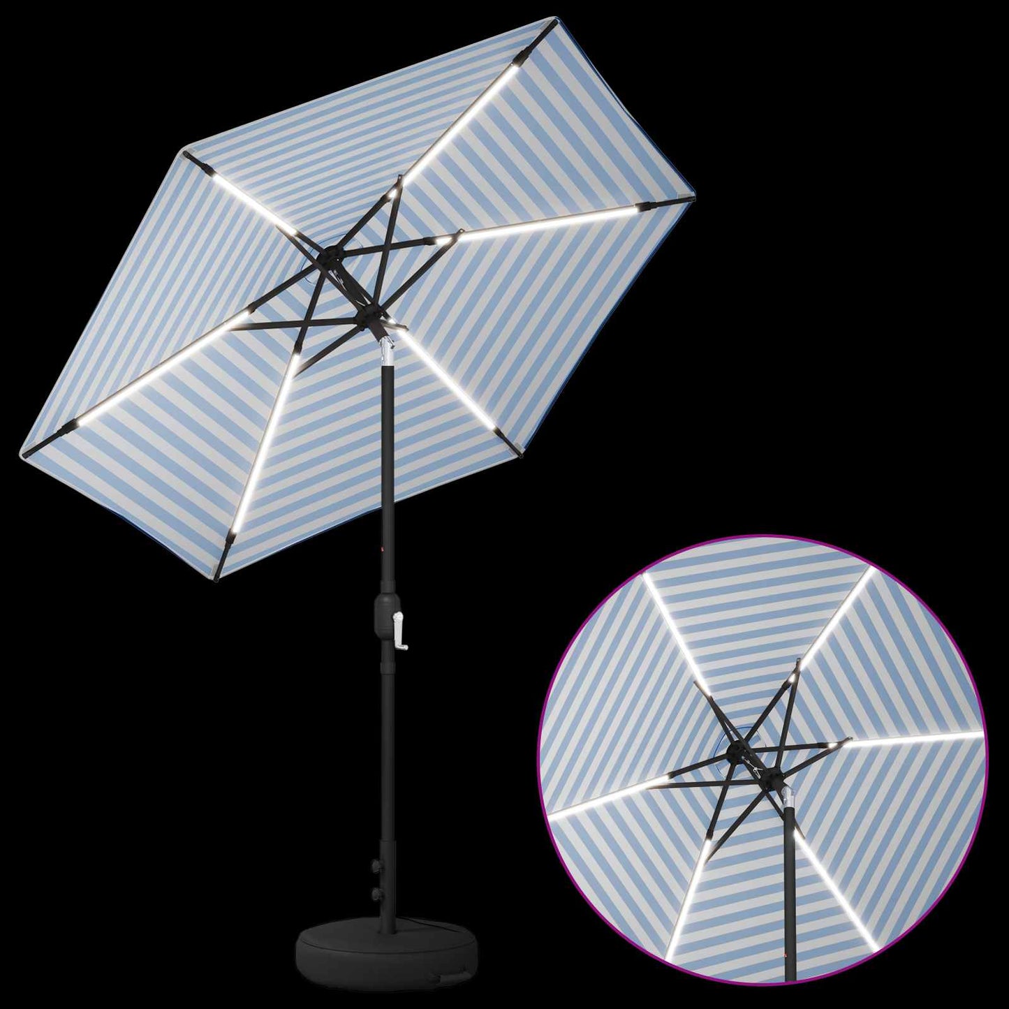 vidaXL Ομπρέλα Κήπου με LED Φώτα και Βάση 2,3 x 2,3 m Πολυεστέρας