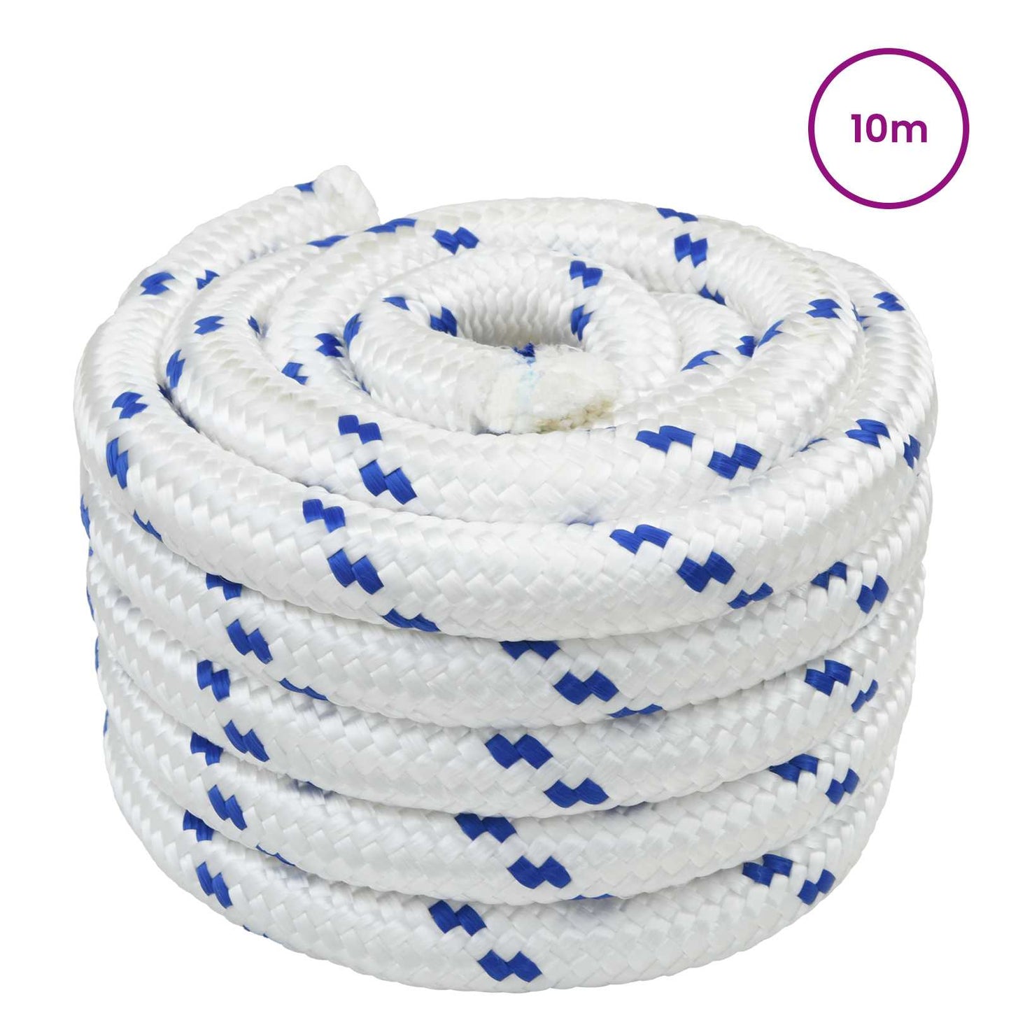 vidaXL Σχοινί Boat 60 χιλ. 10 m Λευκό και Μπλε polypropylene