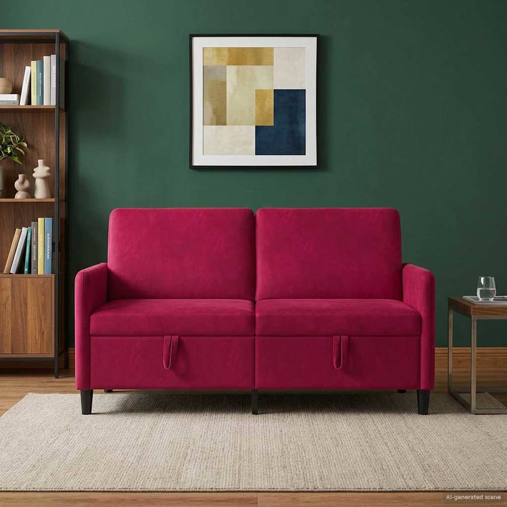 vidaXL Καναπές με Αποθήκευση 2-θέσιο Κόκκινο 152 x 78 x 87 εκ