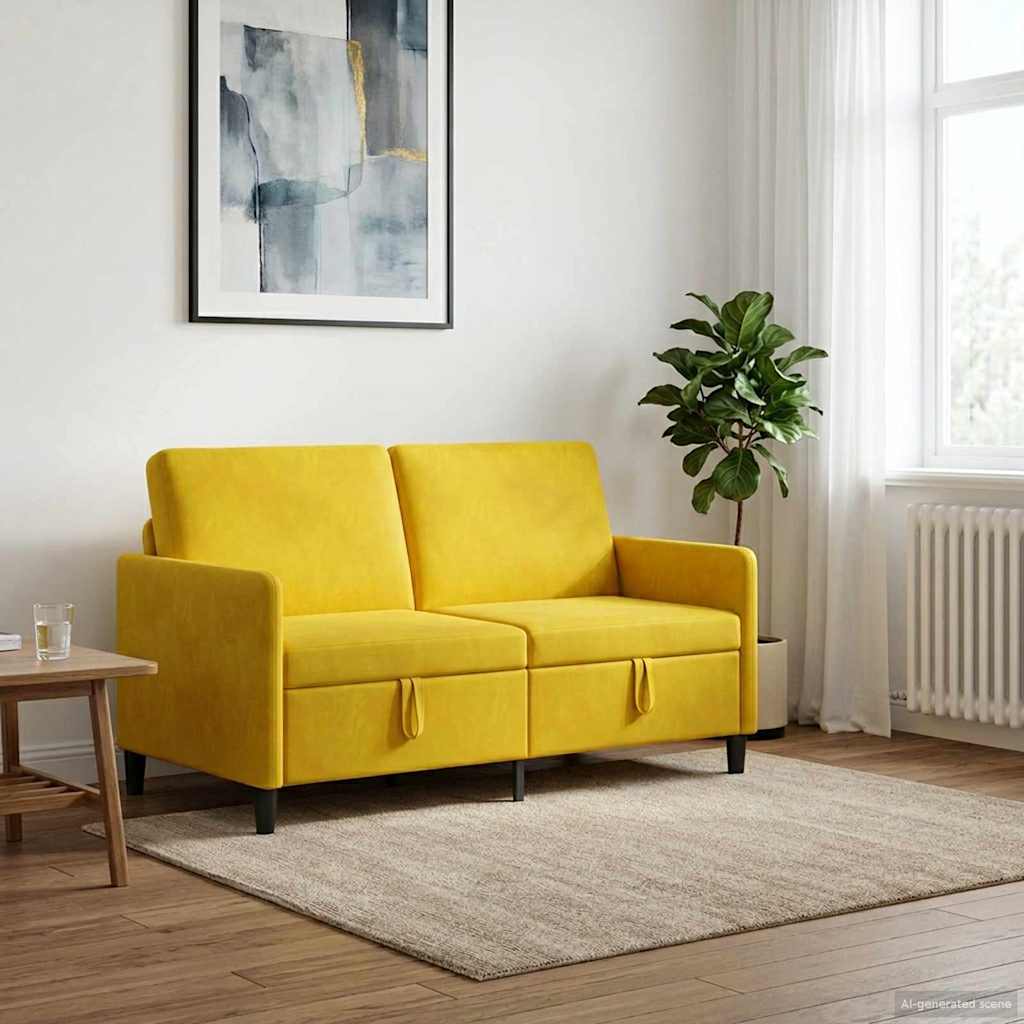 vidaXL Καναπές με Αποθήκευση 2-θέσιο Κίτρινο 152 x 78 x 87 εκ