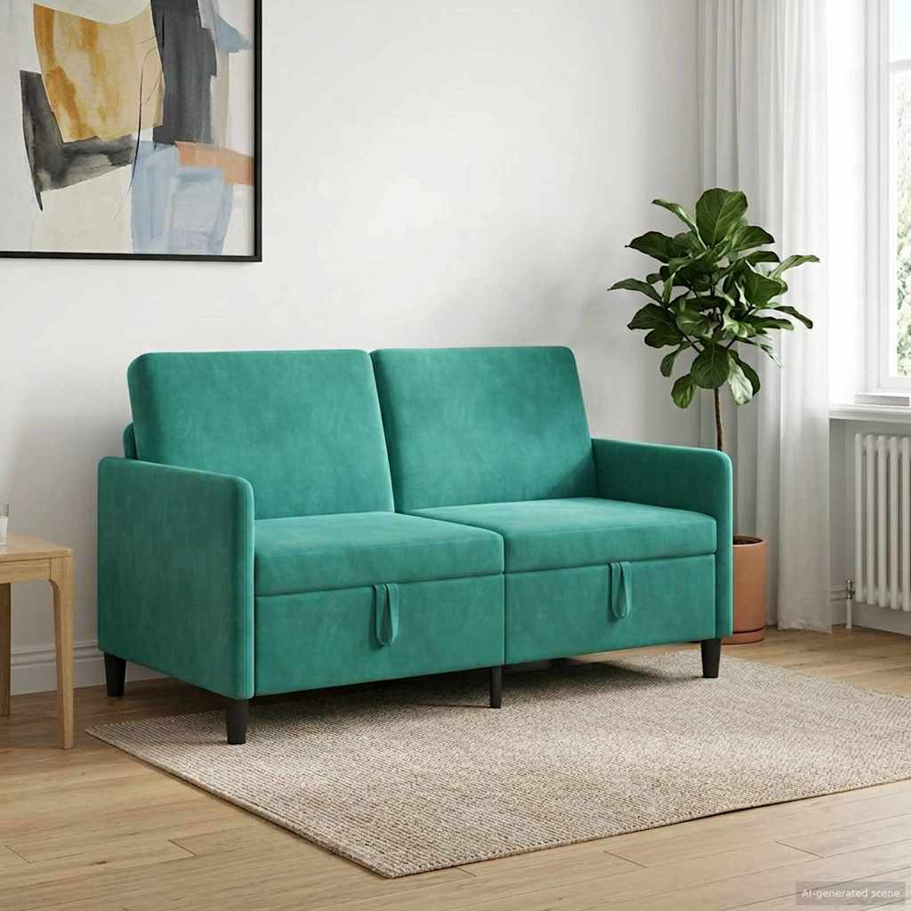 vidaXL Καναπές με Αποθήκευση 2-θέσιο Τιρκουάζ 152 x 78 x 87 εκ