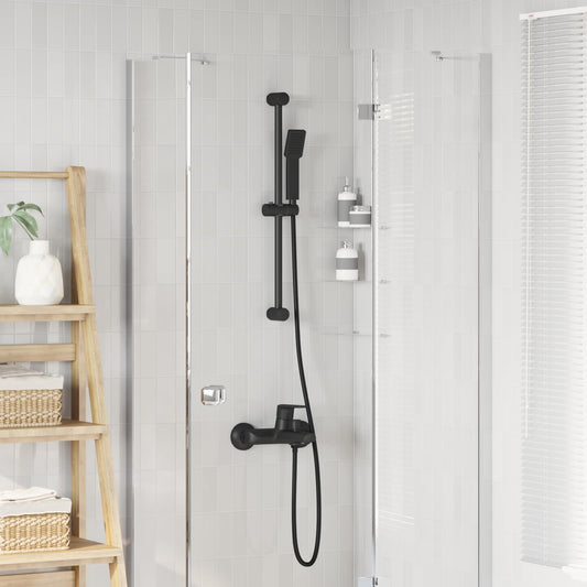 vidaXL Σετ Συστήματος Ντουζιέρας Μαύρο 70 cm Ανοξείδωτο Ατσάλι