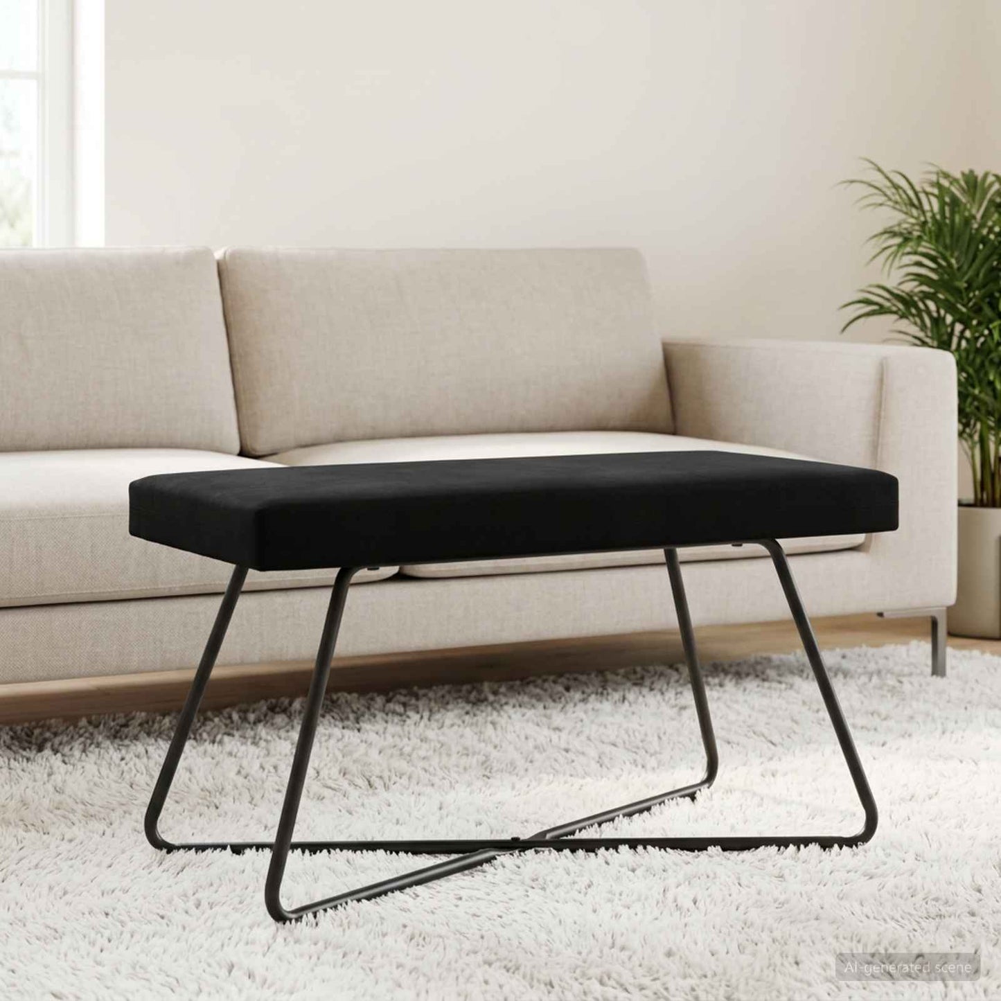 vidaXL παγκάκι Μαύρο 80 x 40 x 45 εκ. Βελούδο