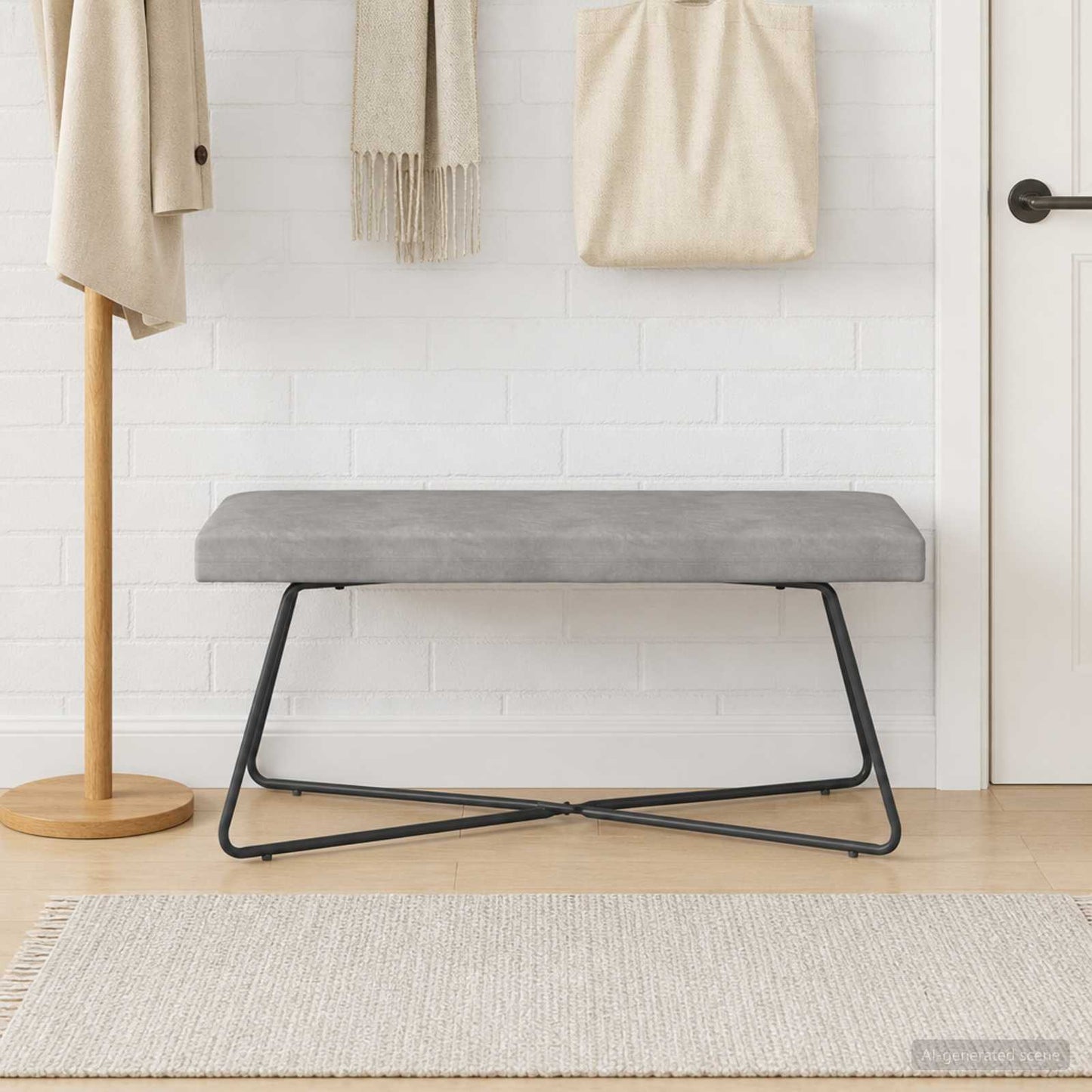 vidaXL παγκάκι Ανοιχτό γκρι 110 x 40 x 45 cm Βελούδο