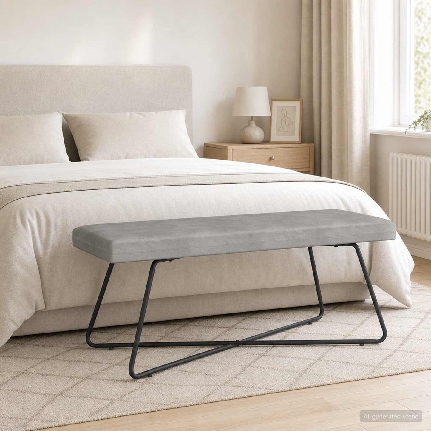 vidaXL παγκάκι Ανοιχτό γκρι 110 x 40 x 45 cm Βελούδο