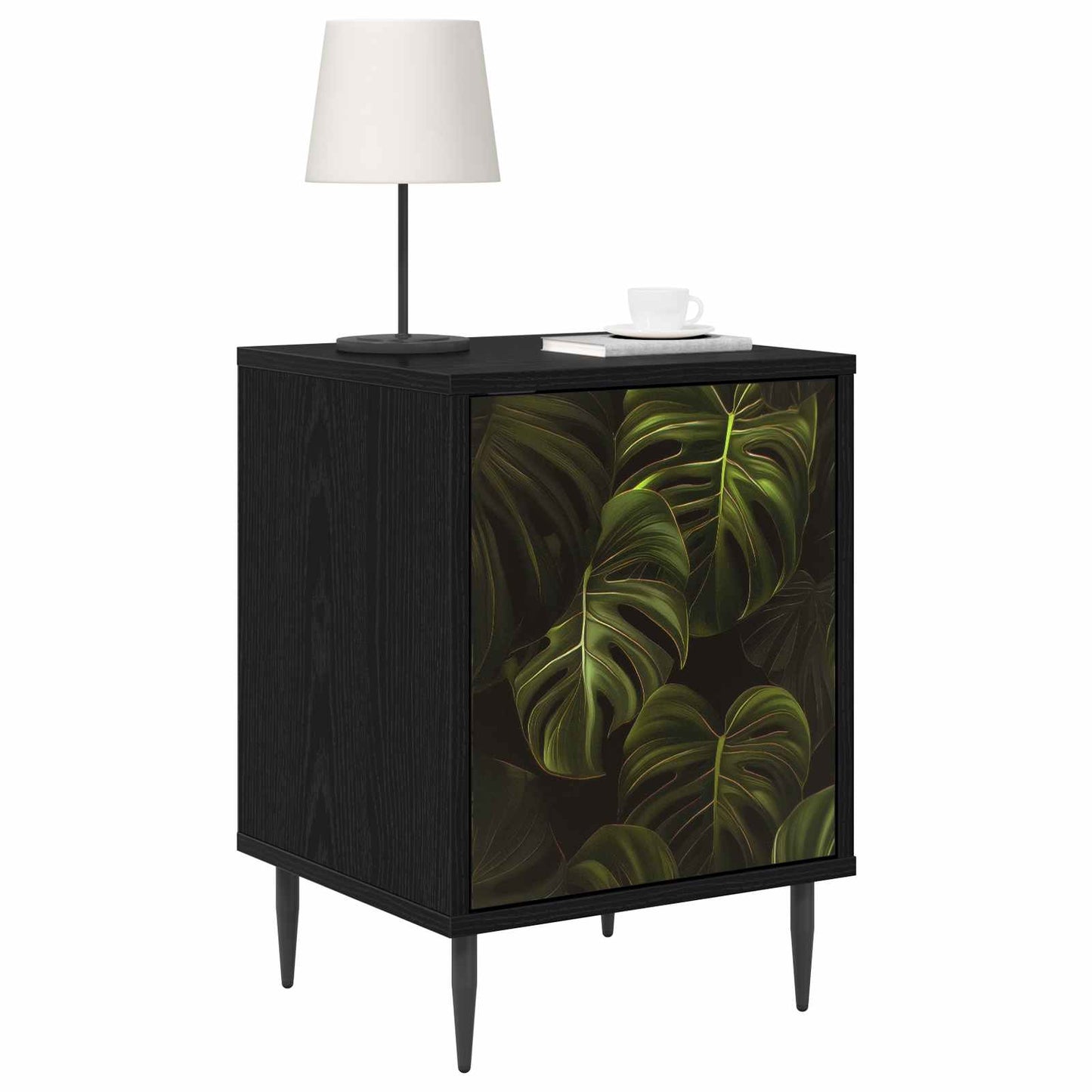 vidaXL Κομοδίνο ELBURG Μαύρη Δρυς 36 x 33 x 51 εκ. Επεξεργασμένο Ξύλο