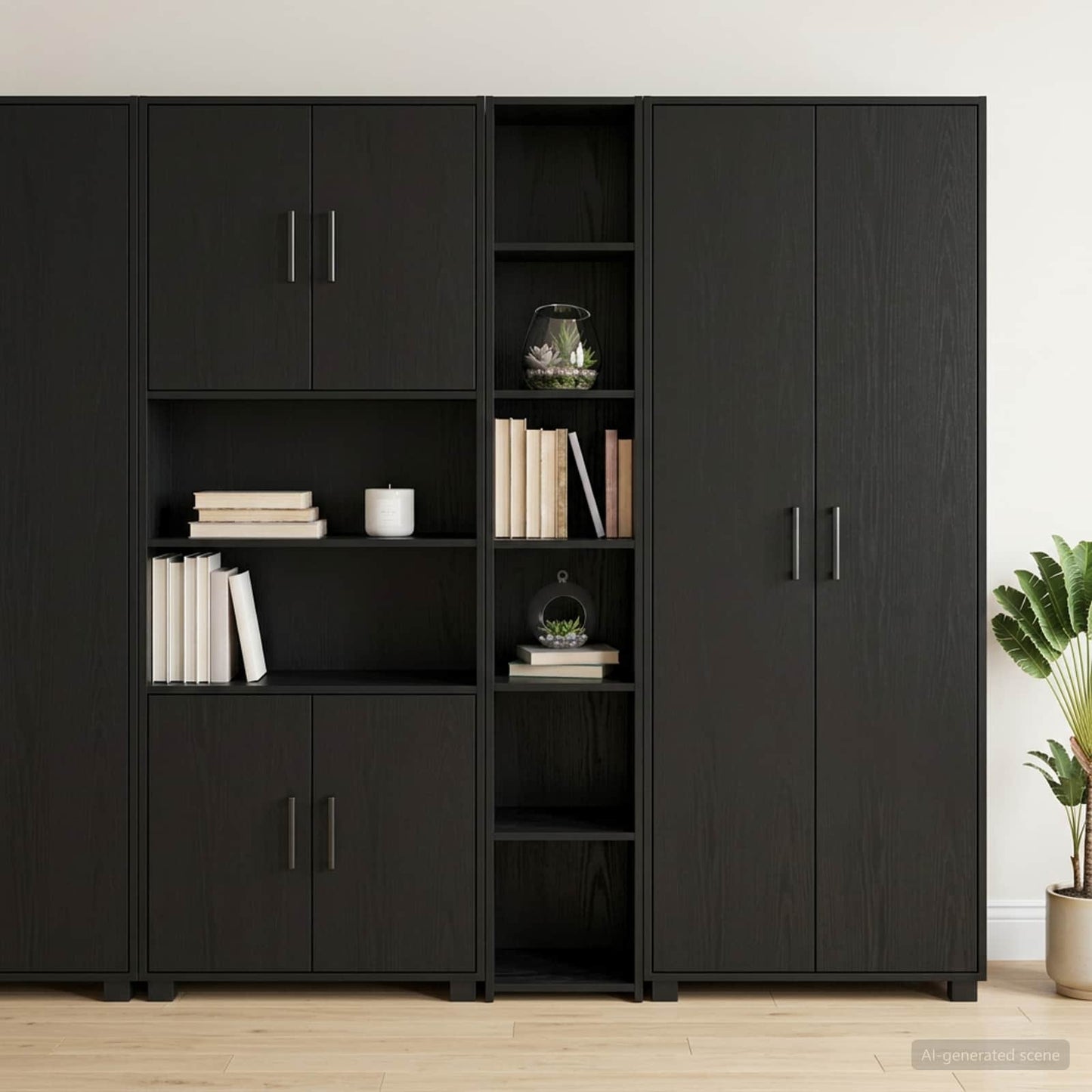 vidaXL Highboard Μαύρη Δρυς 30 x 41 x 185 εκ. Επεξεργασμένο Ξύλο