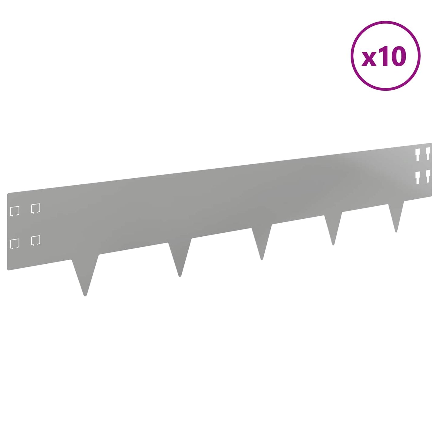 vidaXL Περίγραμμα γκαζόν 10 τμχ. 100 x 20 cm Ατσάλι Ασημί