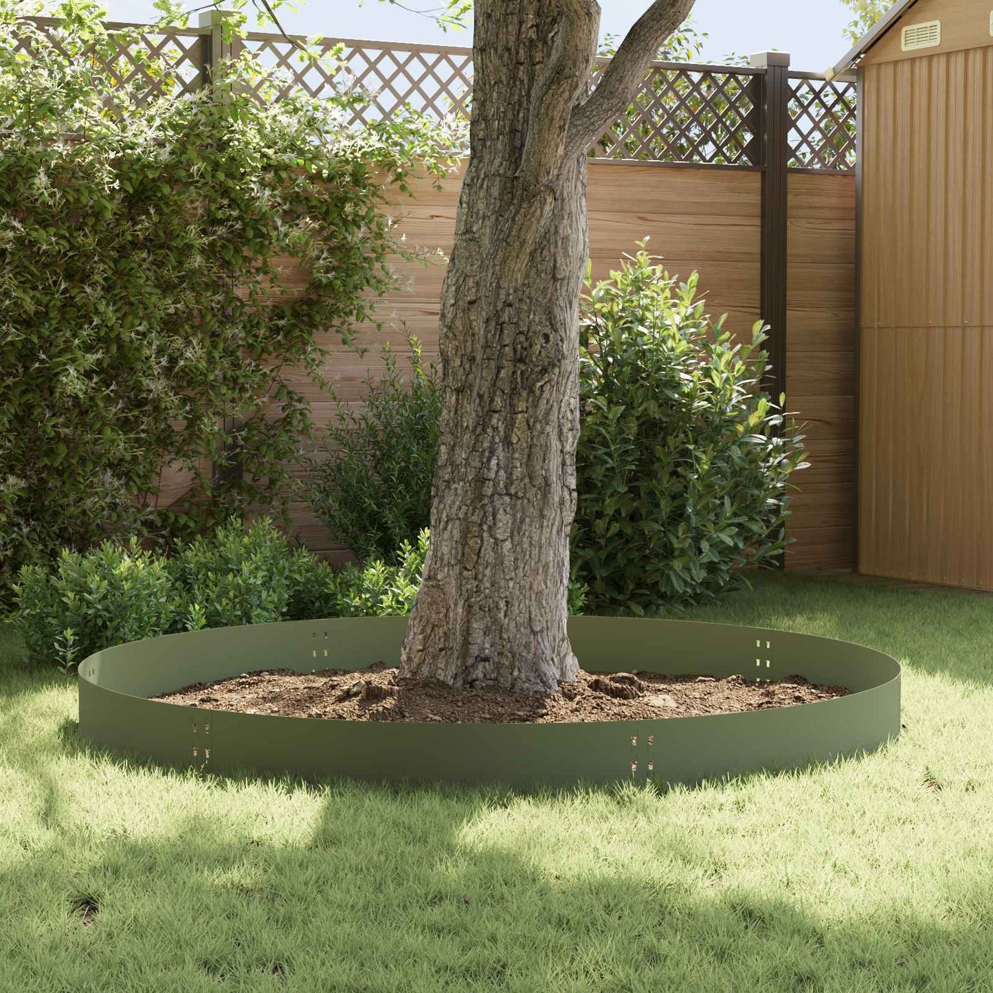 vidaXL Περίγραμμα γκαζόν 10 τμχ. 100 x 25 cm Ατσάλι Λαδί