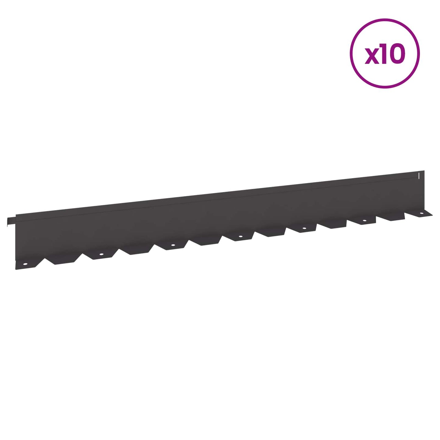vidaXL Περίγραμμα γκαζόν 10 τμχ. 102 x 10 x 4 εκ. Ατσάλι Μαύρο