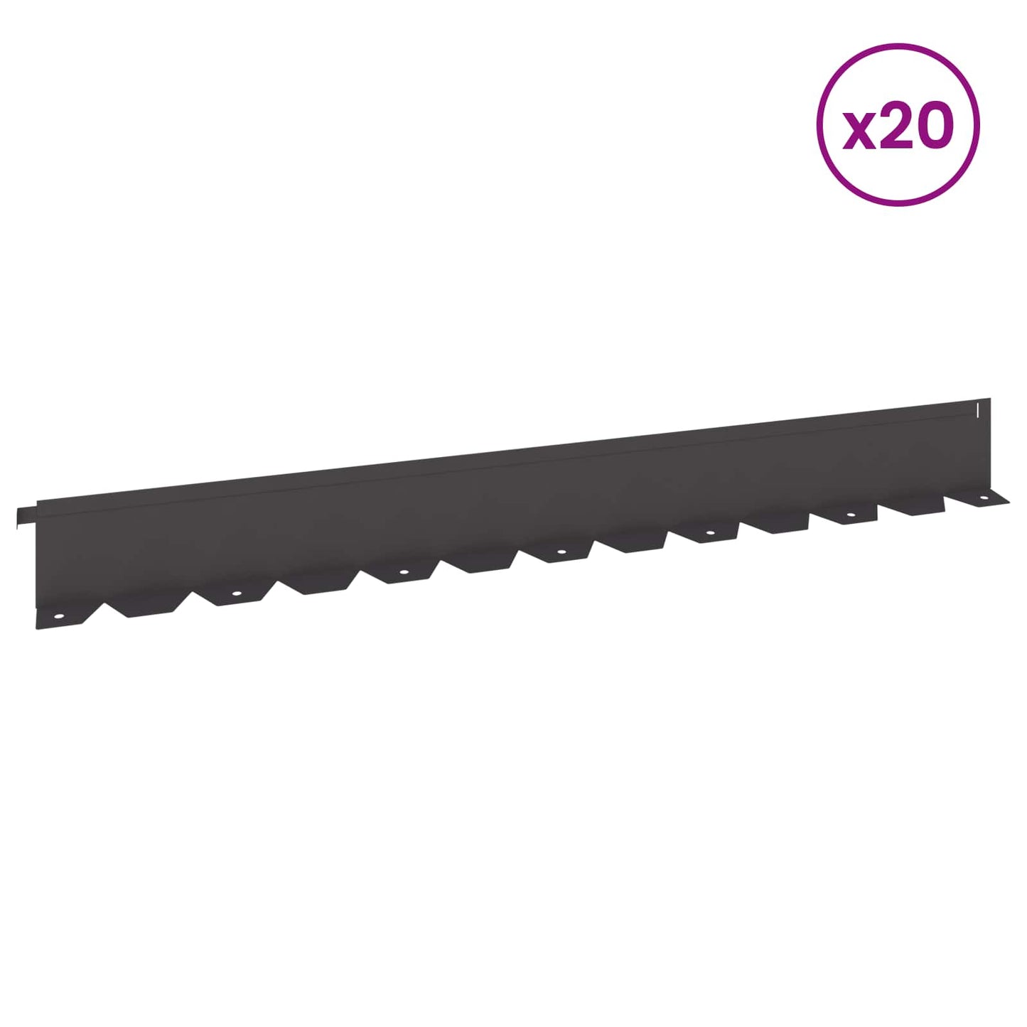 vidaXL Περίγραμμα γκαζόν 20 τμχ. 102 x 10 x 4 εκ. Ατσάλι Μαύρο