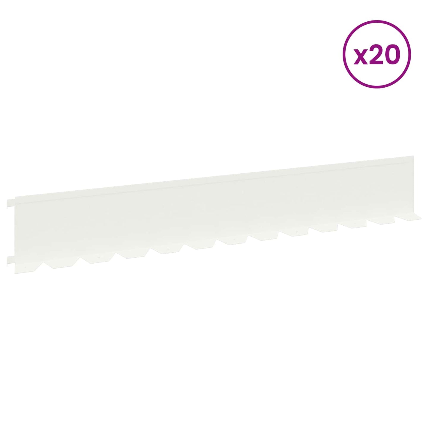 vidaXL Περίγραμμα γκαζόν 20 τμχ. 102 x 15 x 4 εκ. Ατσάλι Λευκό