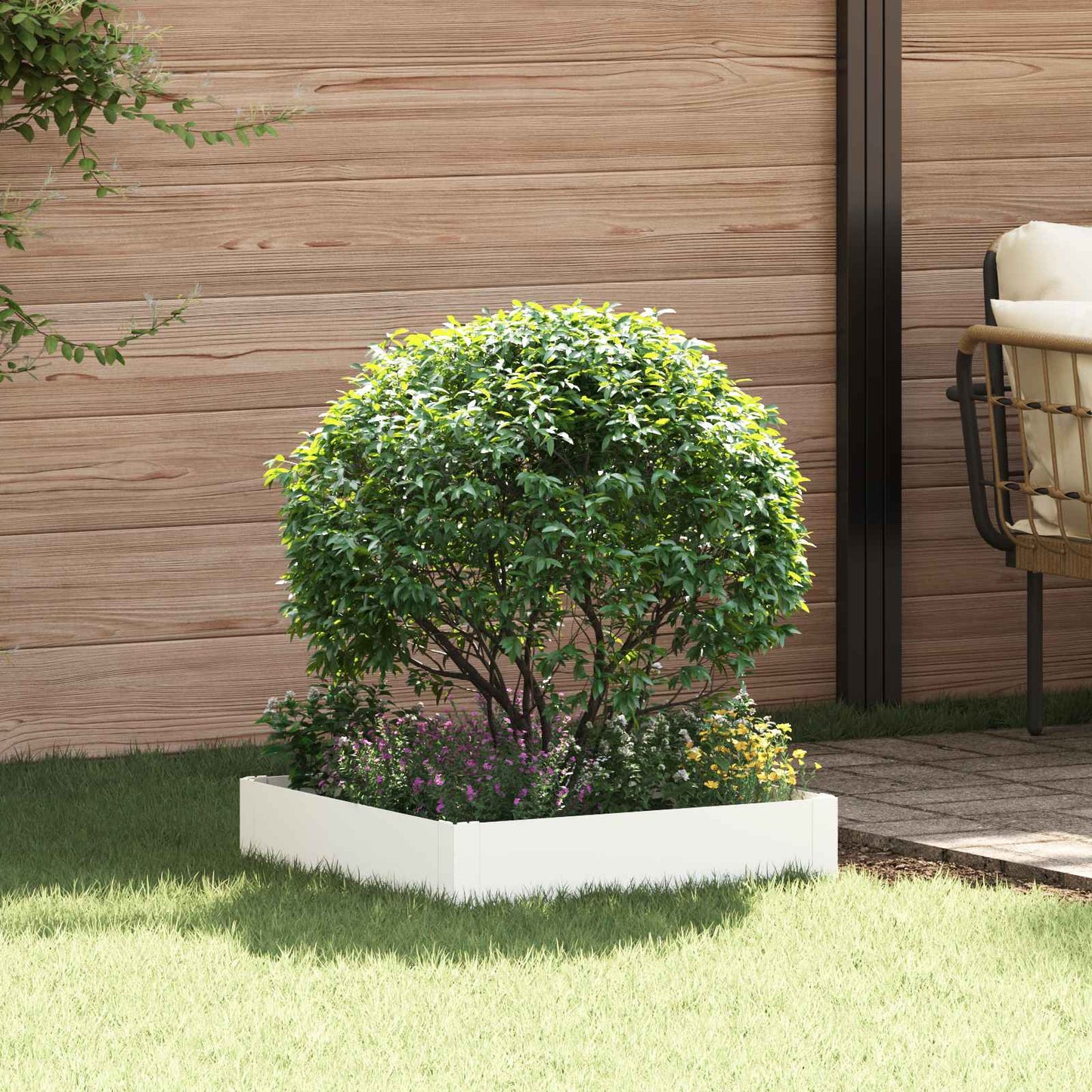 vidaXL Περίγραμμα γκαζόν 60 x 60 x 20 εκ Ατσάλι Λευκό
