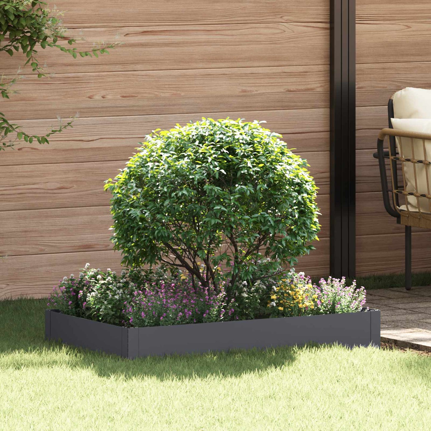 vidaXL Περίγραμμα γκαζόν 100 x 60 x 20 εκ. Ατσάλι Ανθρακί