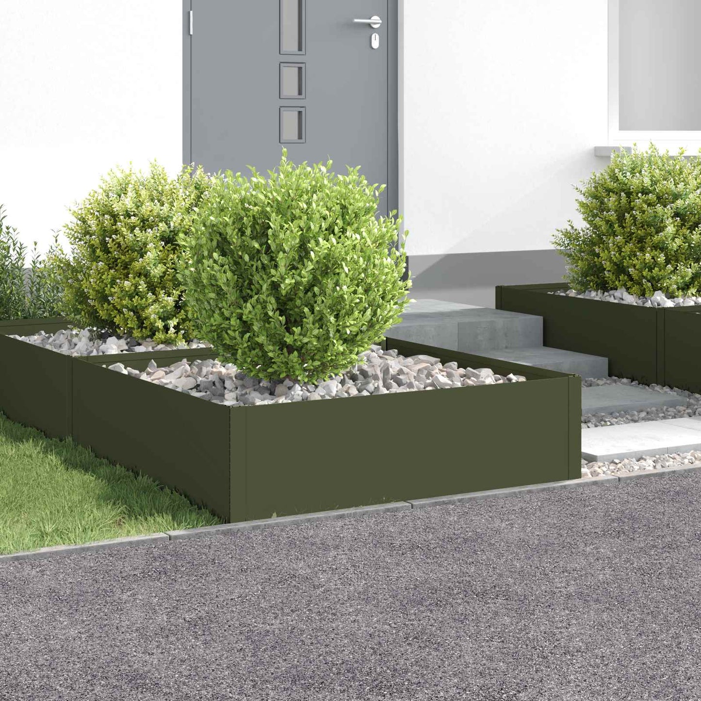 vidaXL Περίγραμμα γκαζόν 4 τμχ. 100 x 100 x 35 cm Ατσάλι Λαδί