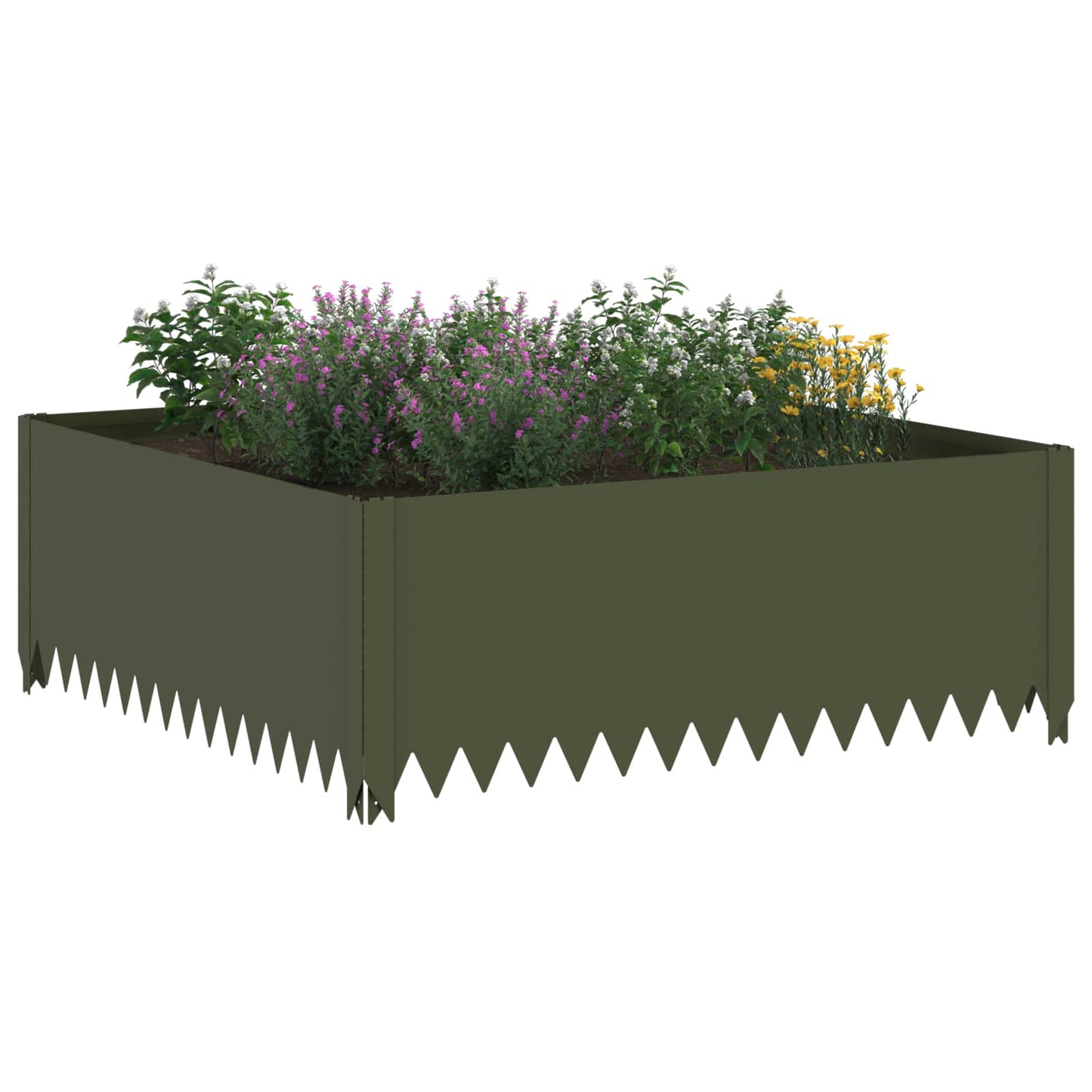 vidaXL Περίγραμμα γκαζόν 4 τμχ. 100 x 100 x 35 cm Ατσάλι Λαδί