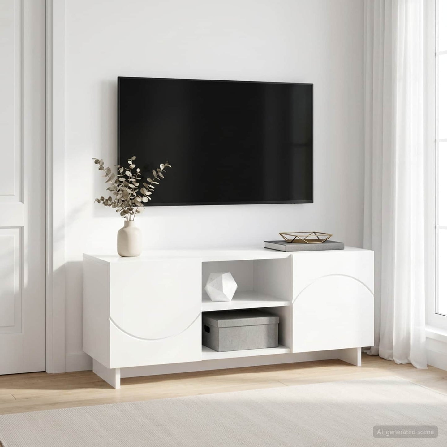 vidaXL Βάση TV 90 x 34.5 x 40 cm Λευκό Επεξεργασμένο Ξύλο