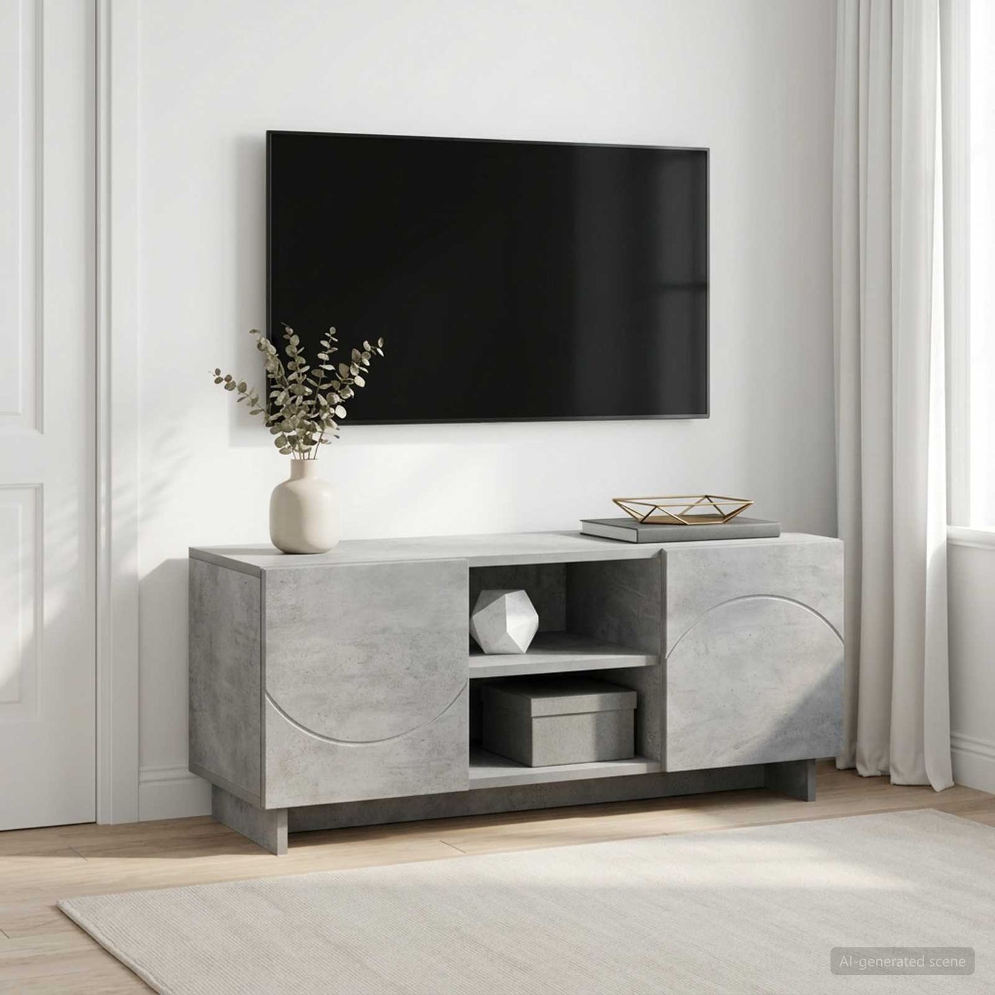 vidaXL Βάση TV 90 x 34.5 x 40 cm Γκρι Σκυροδέματος Επεξεργασμένο Ξύλο