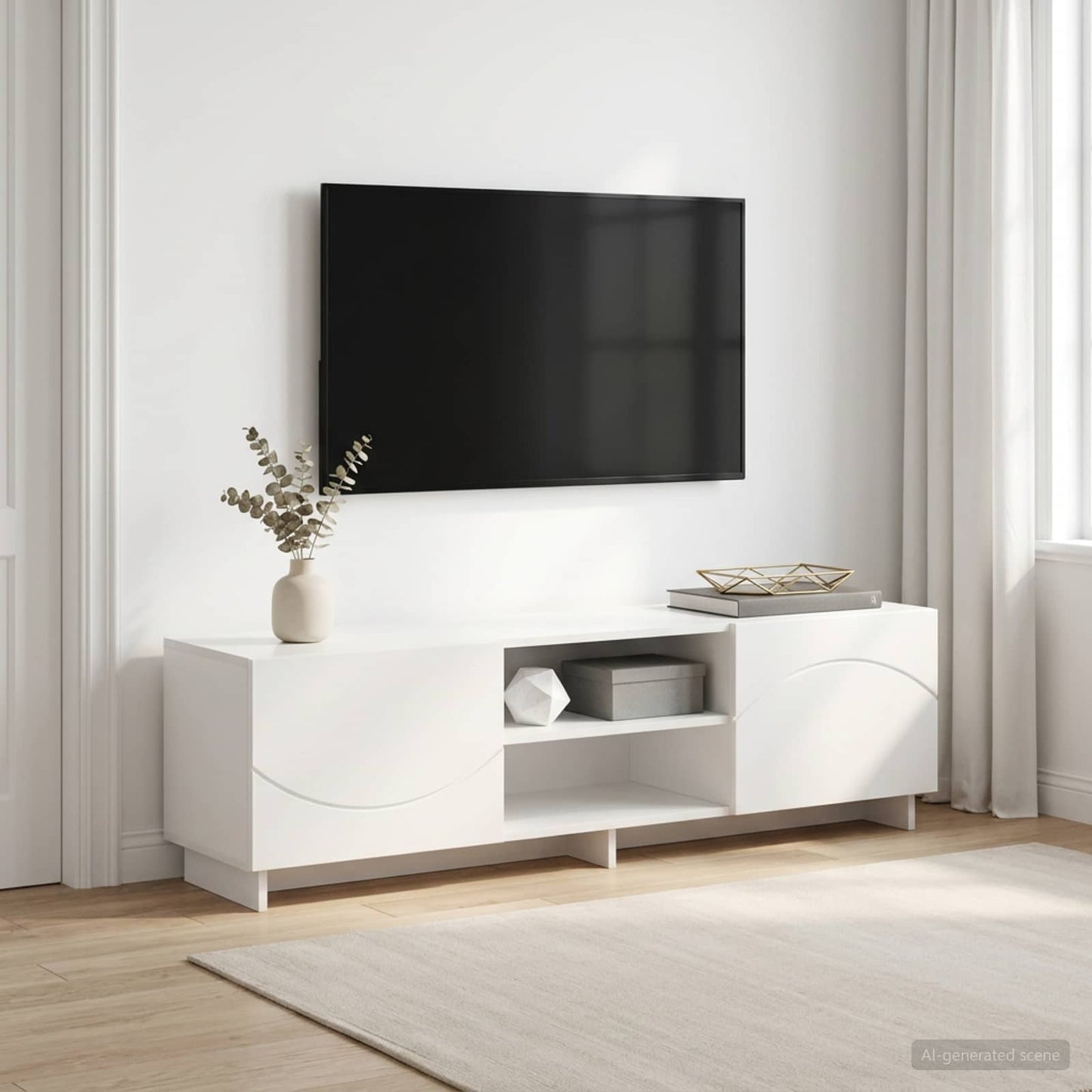 vidaXL Βάση TV 140 x 34.5 x 40 cm Λευκό Επεξεργασμένο Ξύλο
