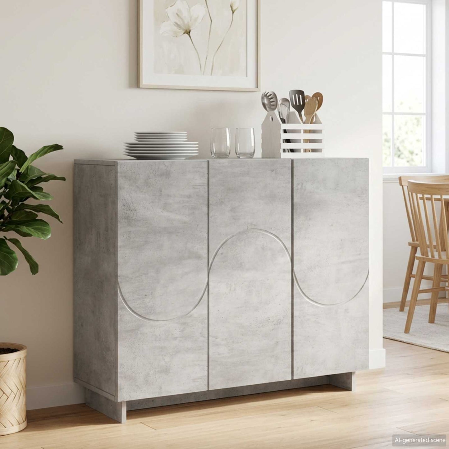 vidaXL Μπουφές Γκρι Σκυροδέματος 85.5 x 31 x 75 εκ. Τεχνητό ξύλο