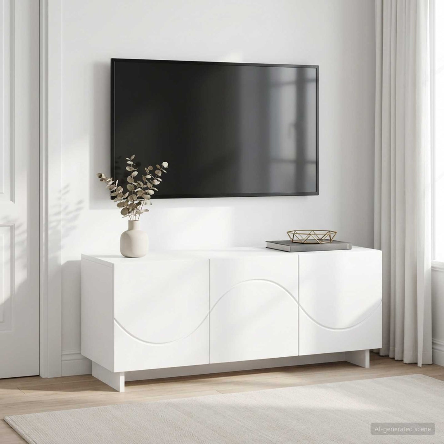 vidaXL Βάση TV 90 x 34.5 x 40 cm Λευκό Επεξεργασμένο Ξύλο