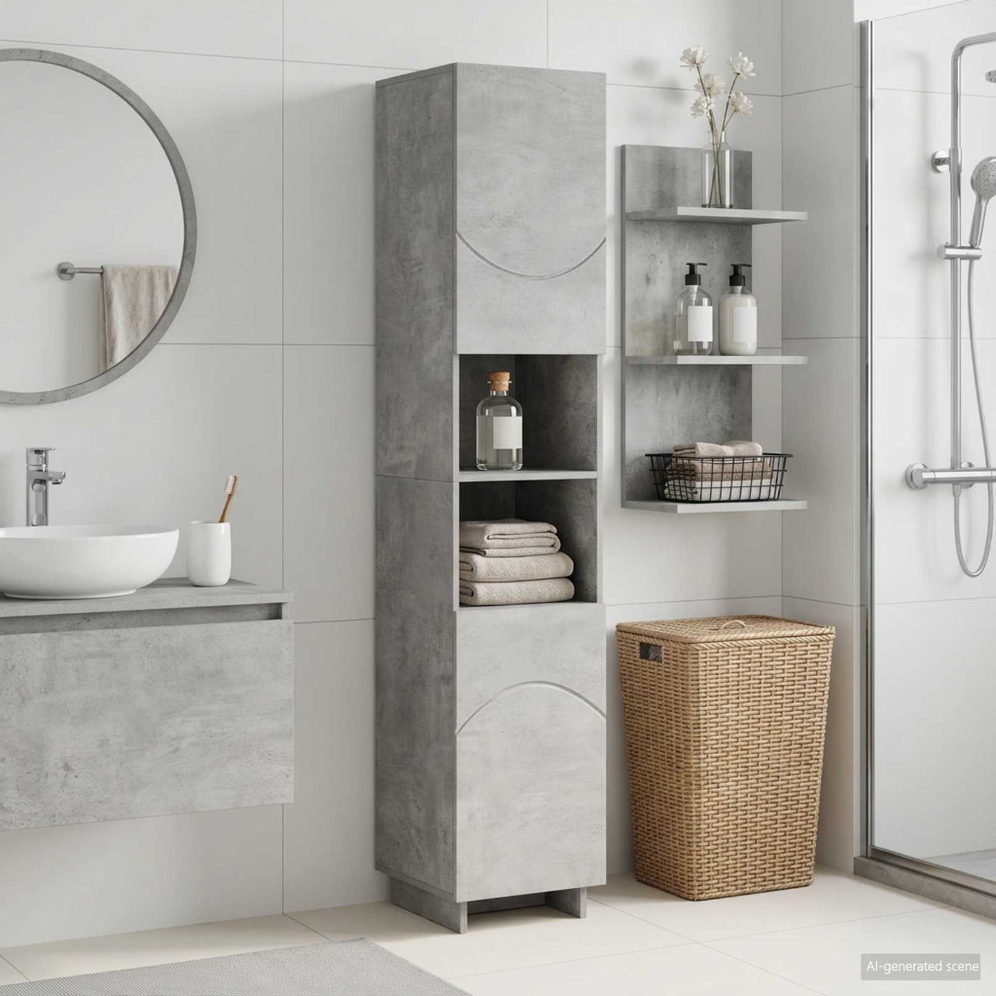 vidaXL Ντουλάπι μπάνιου Γκρι Σκυροδέματος 36,5 x 38 x 180 εκ.