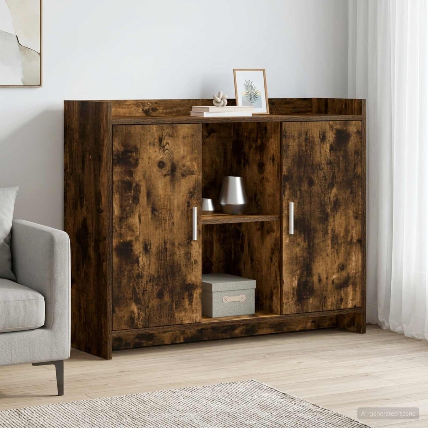 vidaXL Πλαϊνό γραφείο Smoked Oak 98,5 x 33 x 80 εκ Επεξεργασμένο Ξύλο