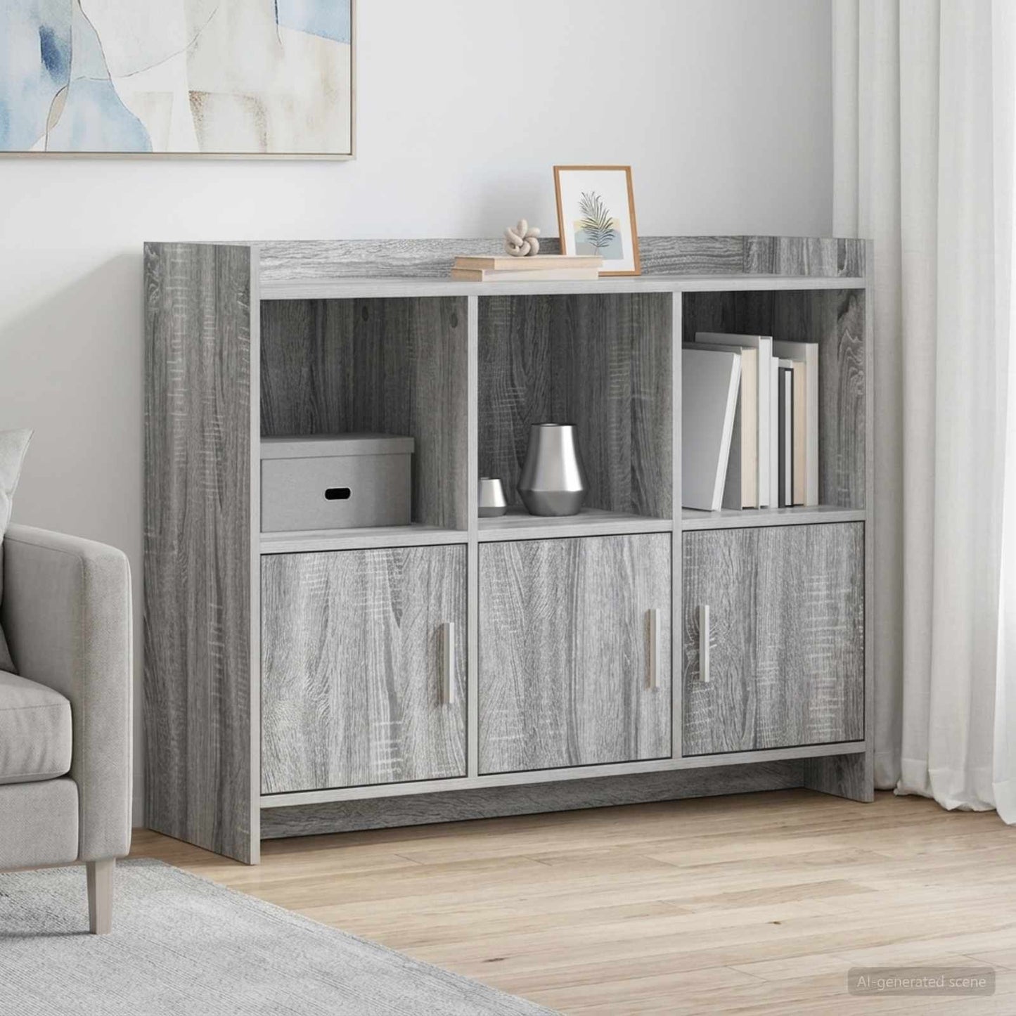 vidaXL Πλαϊνό γραφείο Γκρι Sonoma 98,5 x 33 x 80 εκ Επεξεργασμένο Ξύλο