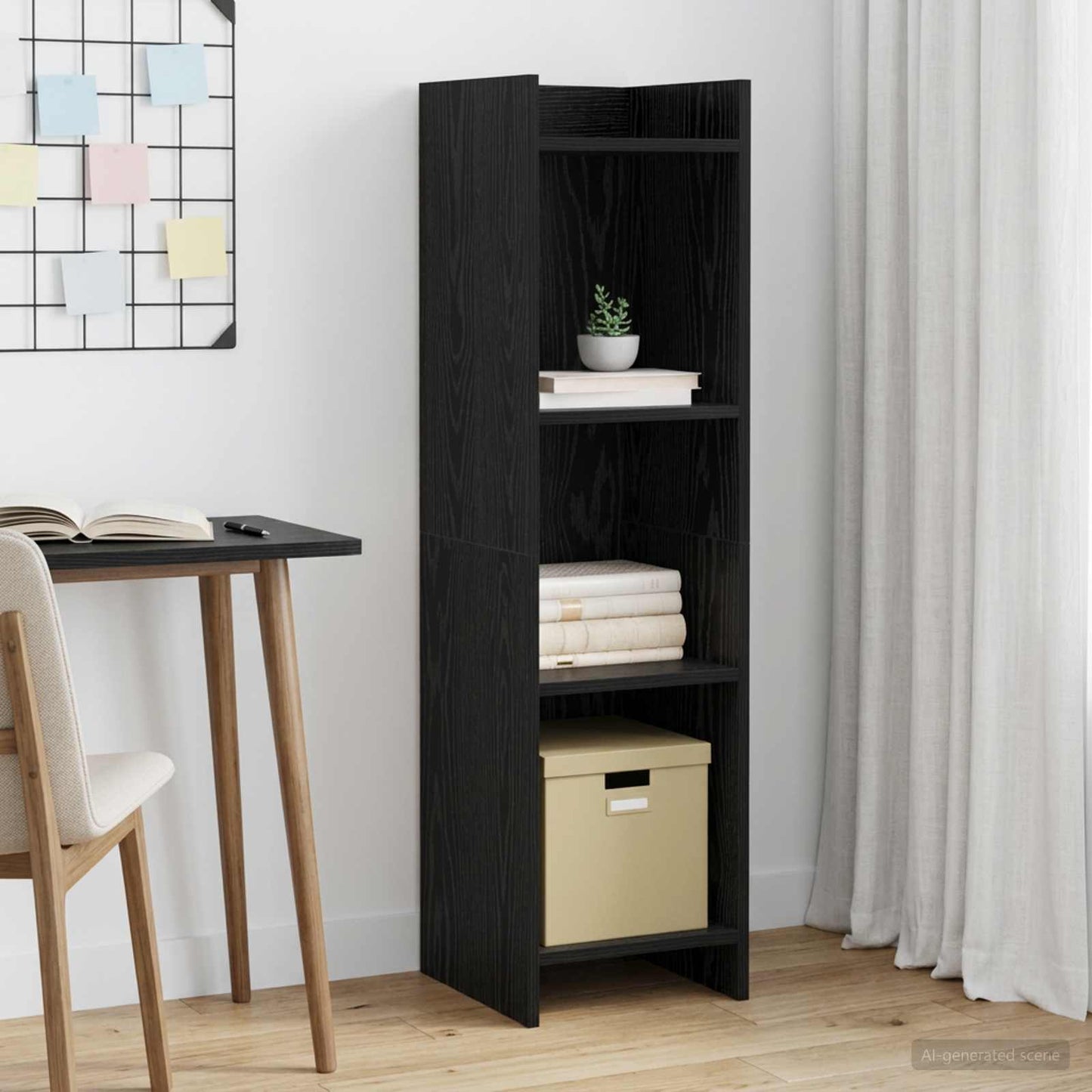 vidaXL Βιβλιοθήκη Μαύρη Δρυς 30 x 30 x 111 εκ Επεξεργασμένο Ξύλο