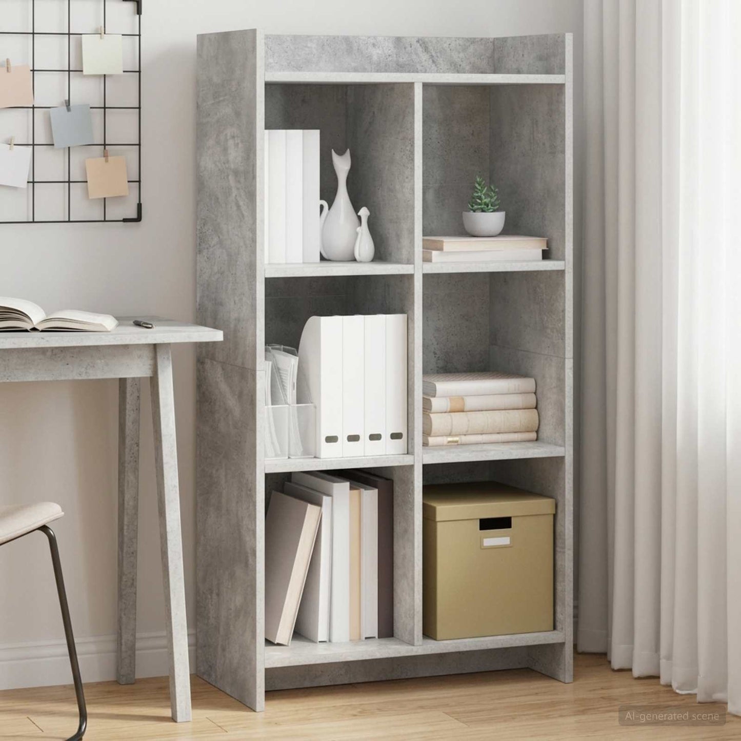 vidaXL Βιβλιοθήκη Γκρι Μπετόν 59 x 30 x 111 εκ Επεξεργασμένο Ξύλο