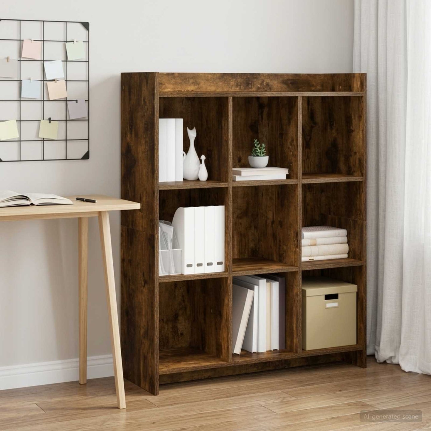 vidaXL Βιβλιοθήκη Καπνισμένο Ξύλο Δρυός 87,5 x 30 x 111 εκ